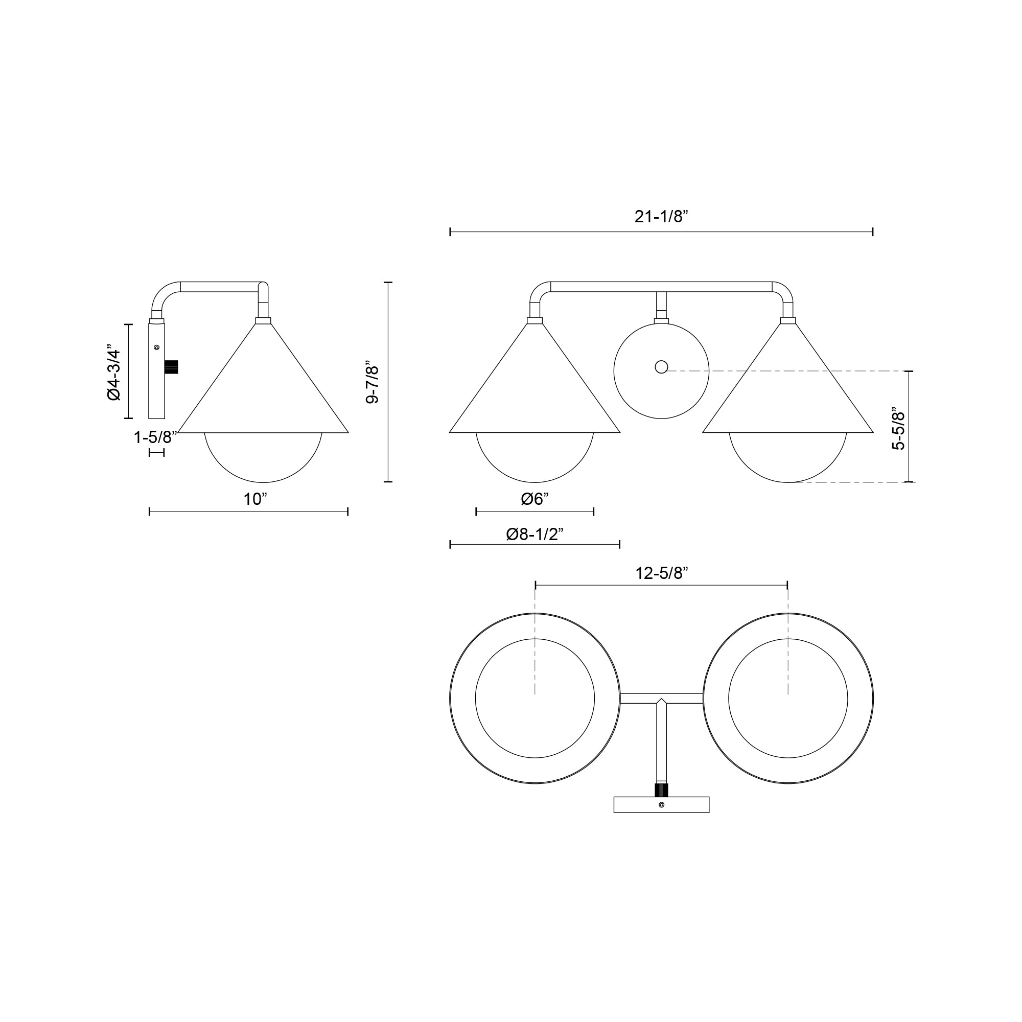 Remy 21-in Matte Black/Opal Glass 2 Lights Vanity