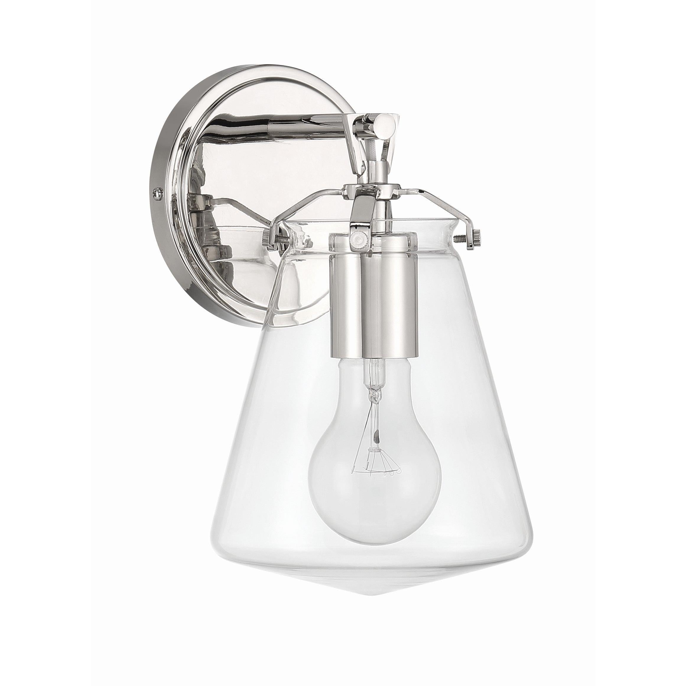 Crystorama Voss VSS-7001-PN – 5.75 Inch – 1 Light – Sconce – Polished Nickel – Damp Rated