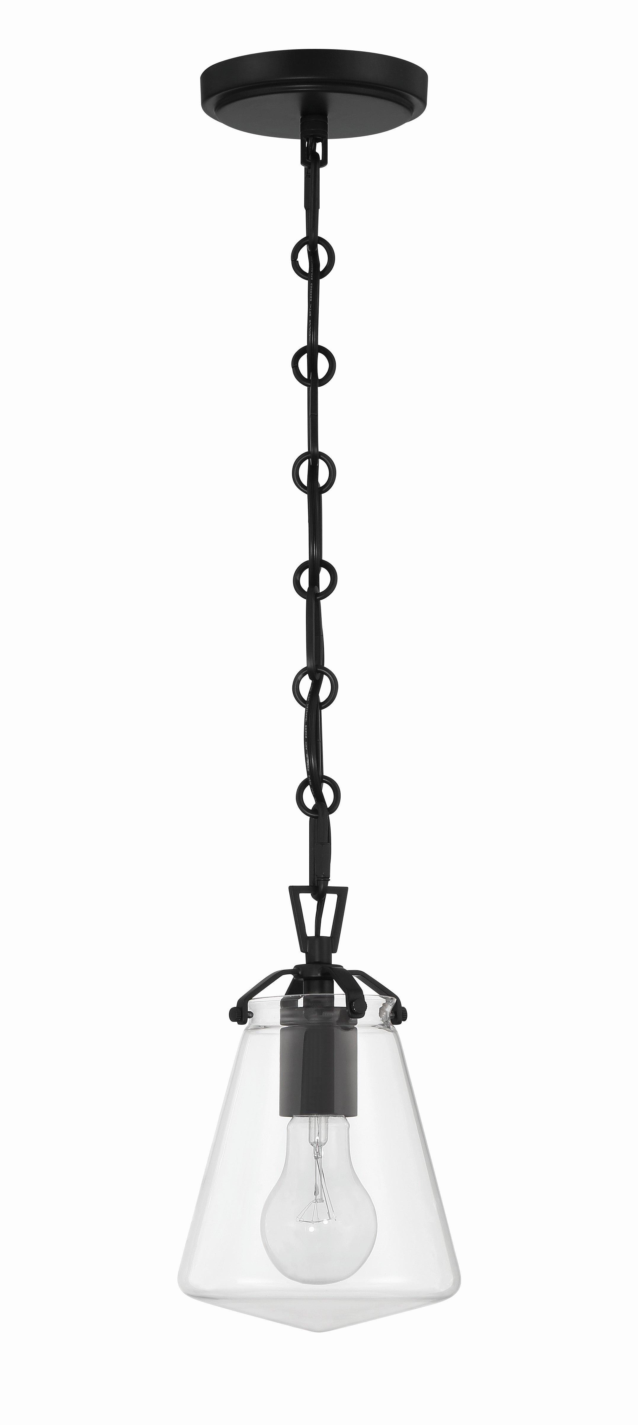 Crystorama Voss VSS-7002-MK – 5.75 Inch – 1 Light – Pendant Light – Matte Black – Damp Rated
