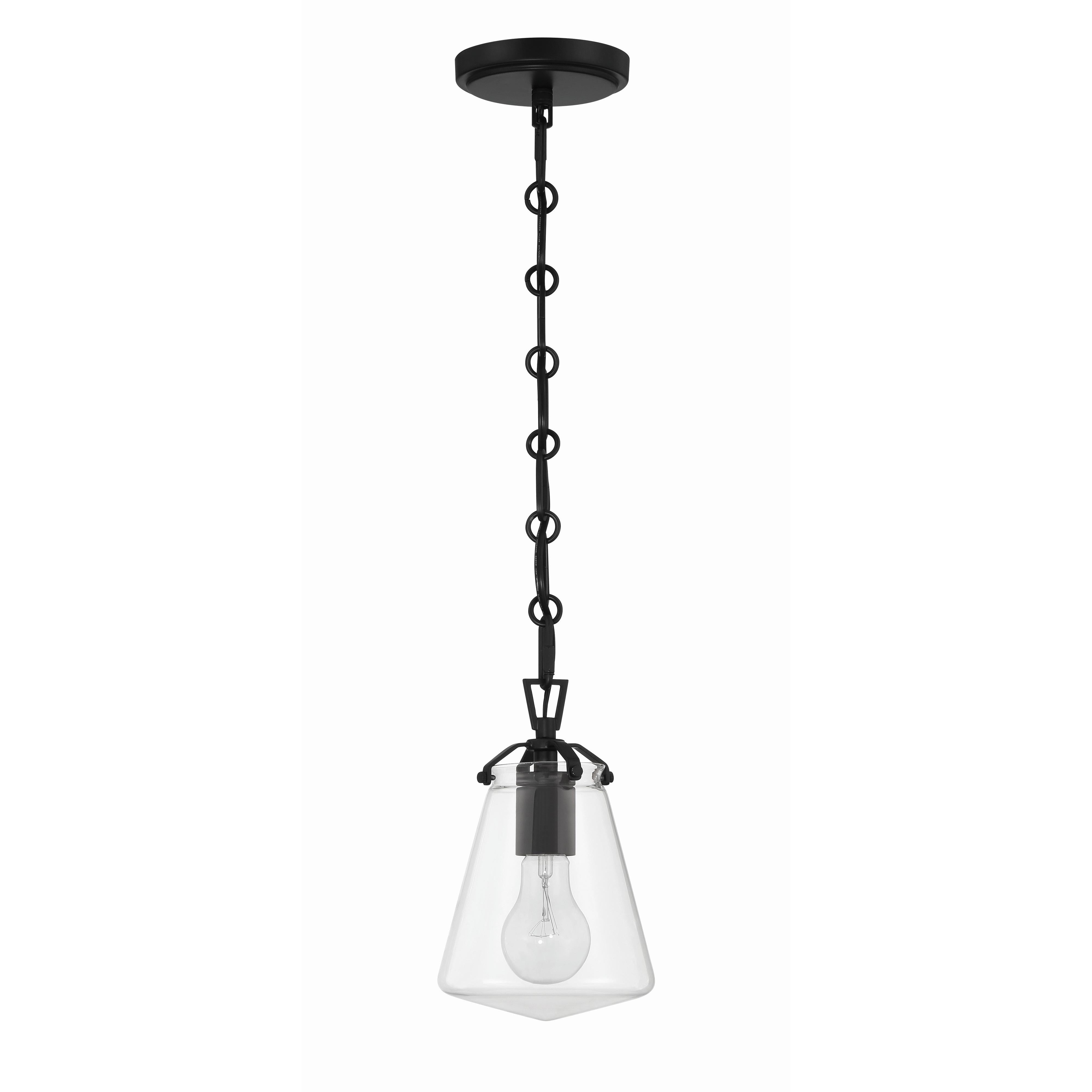 Crystorama Voss VSS-7002-MK – 5.75 Inch – 1 Light – Pendant Light – Matte Black – Damp Rated