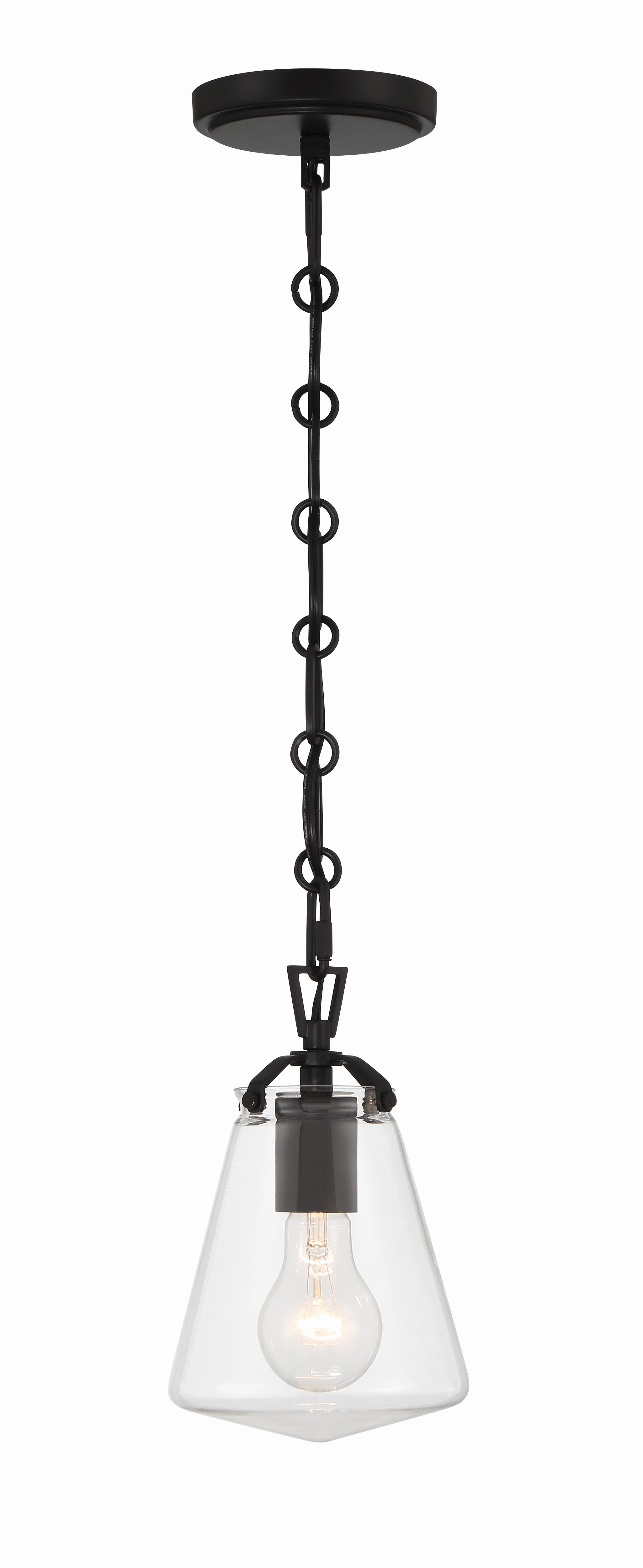 Crystorama Voss VSS-7002-MK – 5.75 Inch – 1 Light – Pendant Light – Matte Black – Damp Rated