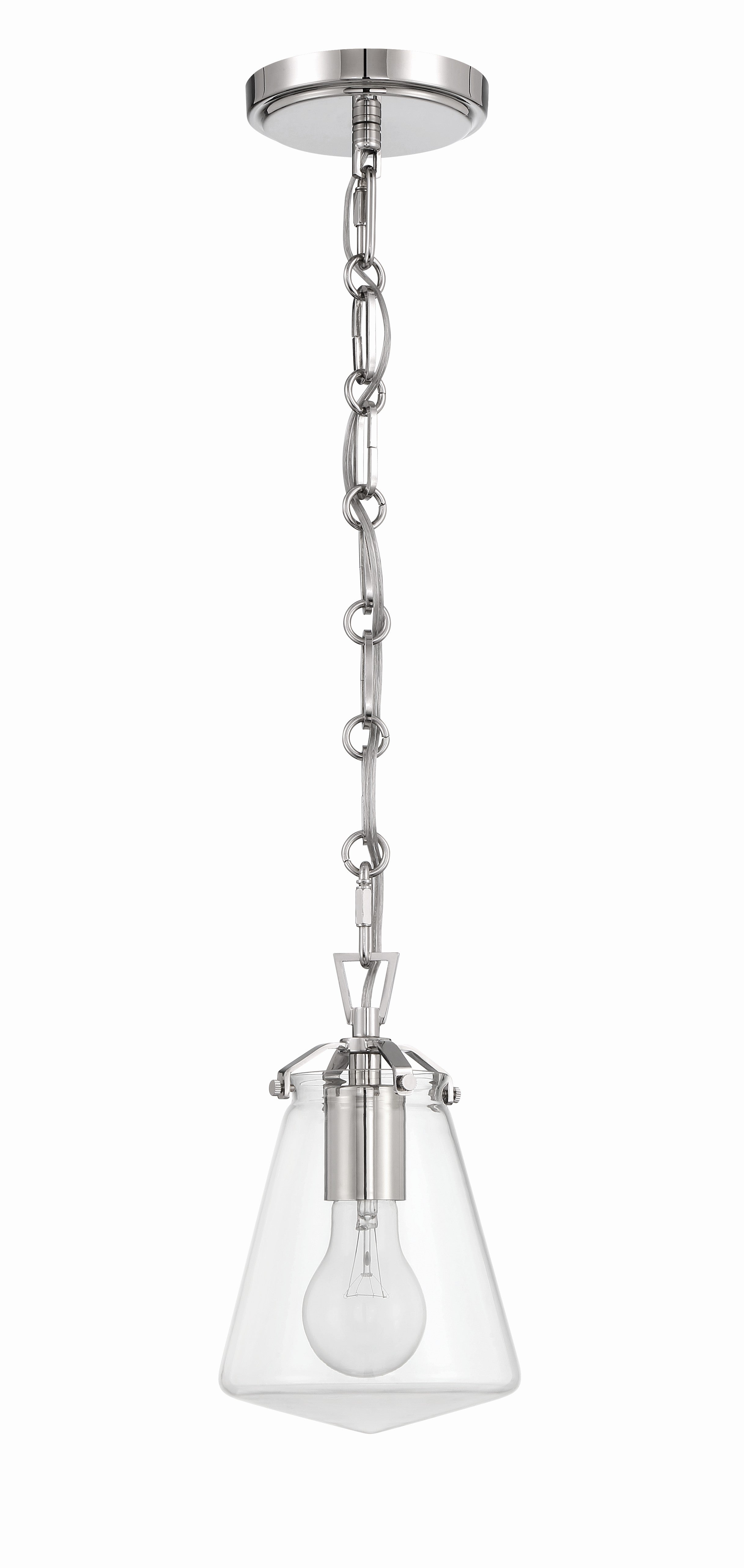 Crystorama Voss VSS-7002-PN – 5.75 Inch – 1 Light – Pendant Light – Polished Nickel – Damp Rated