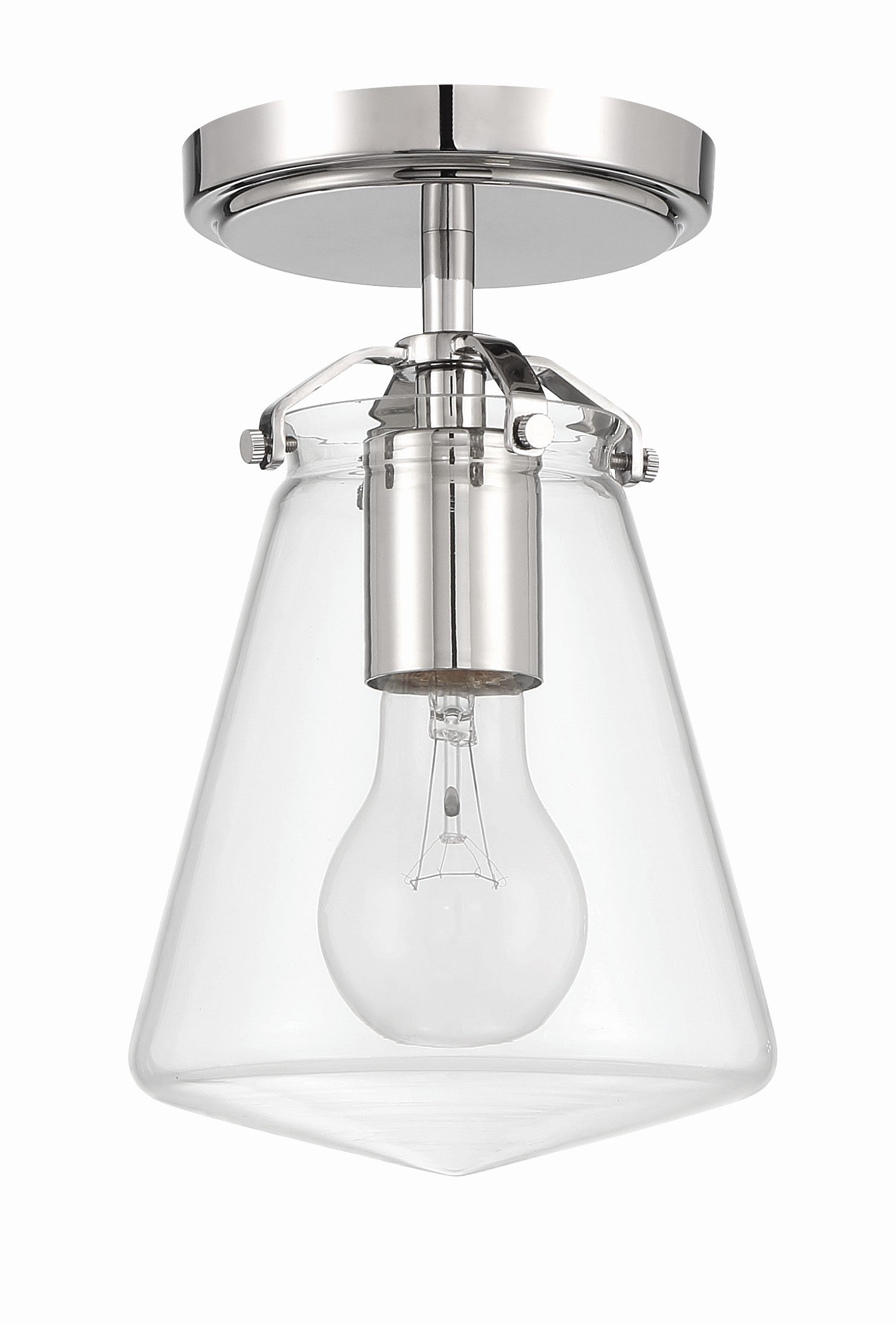 Crystorama Voss VSS-7002-PN_CEILING – 5.75 Inch – 1 Light – Semi Flush Mount Light – Polished Nickel – Damp Rated