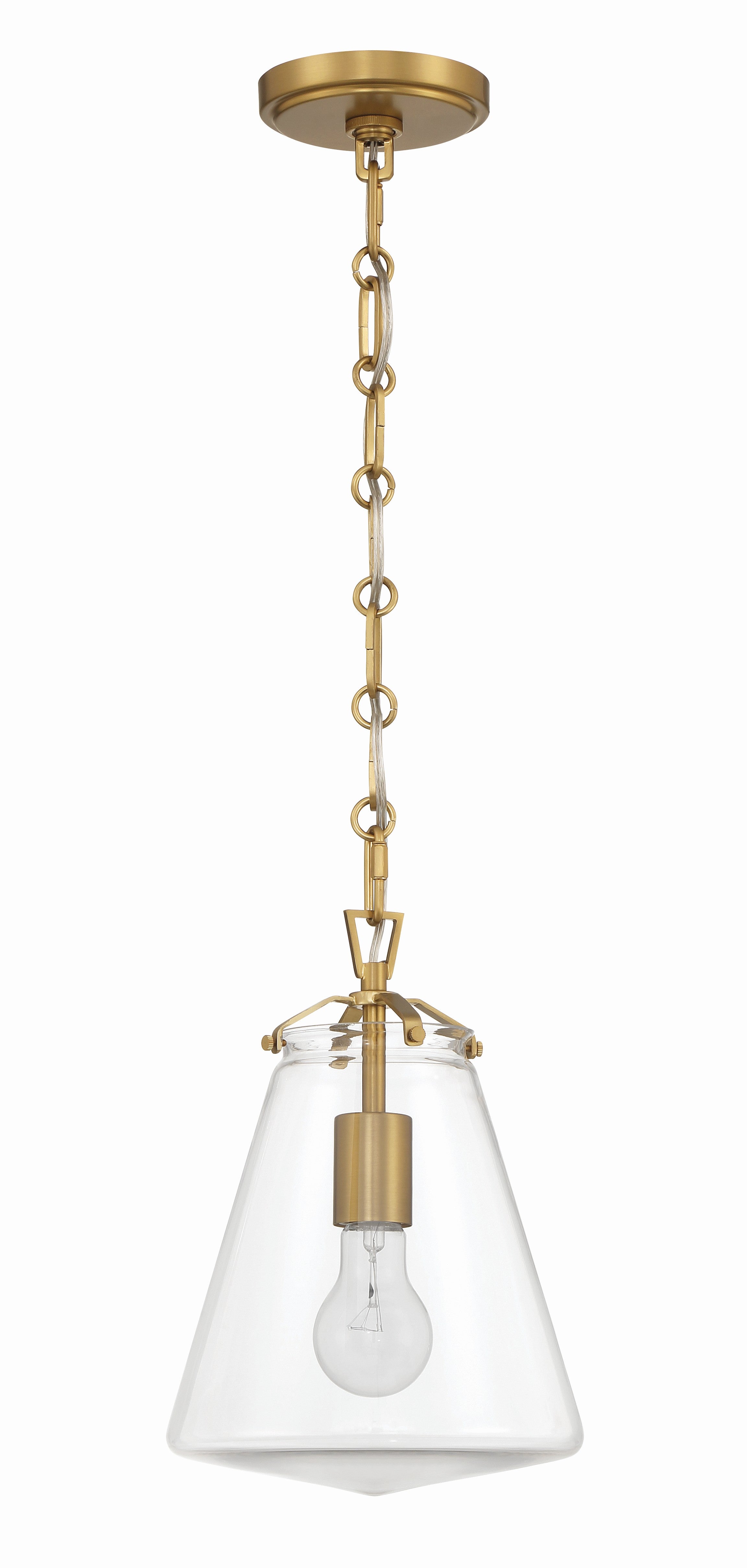 Crystorama Voss VSS-7003-LG – 8.25 Inch – 1 Light – Pendant Light – Luxe Gold – Damp Rated