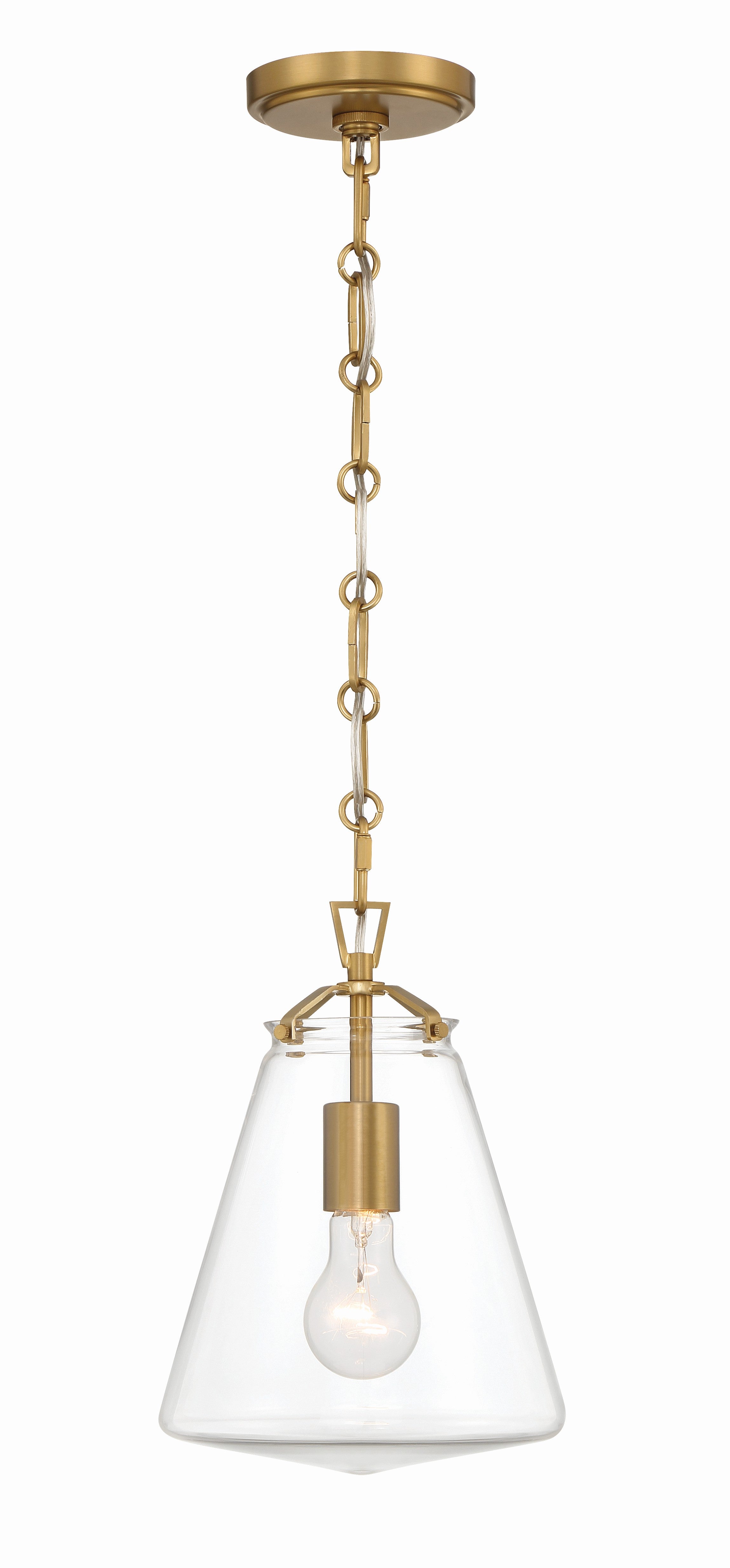 Crystorama Voss VSS-7003-LG – 8.25 Inch – 1 Light – Pendant Light – Luxe Gold – Damp Rated