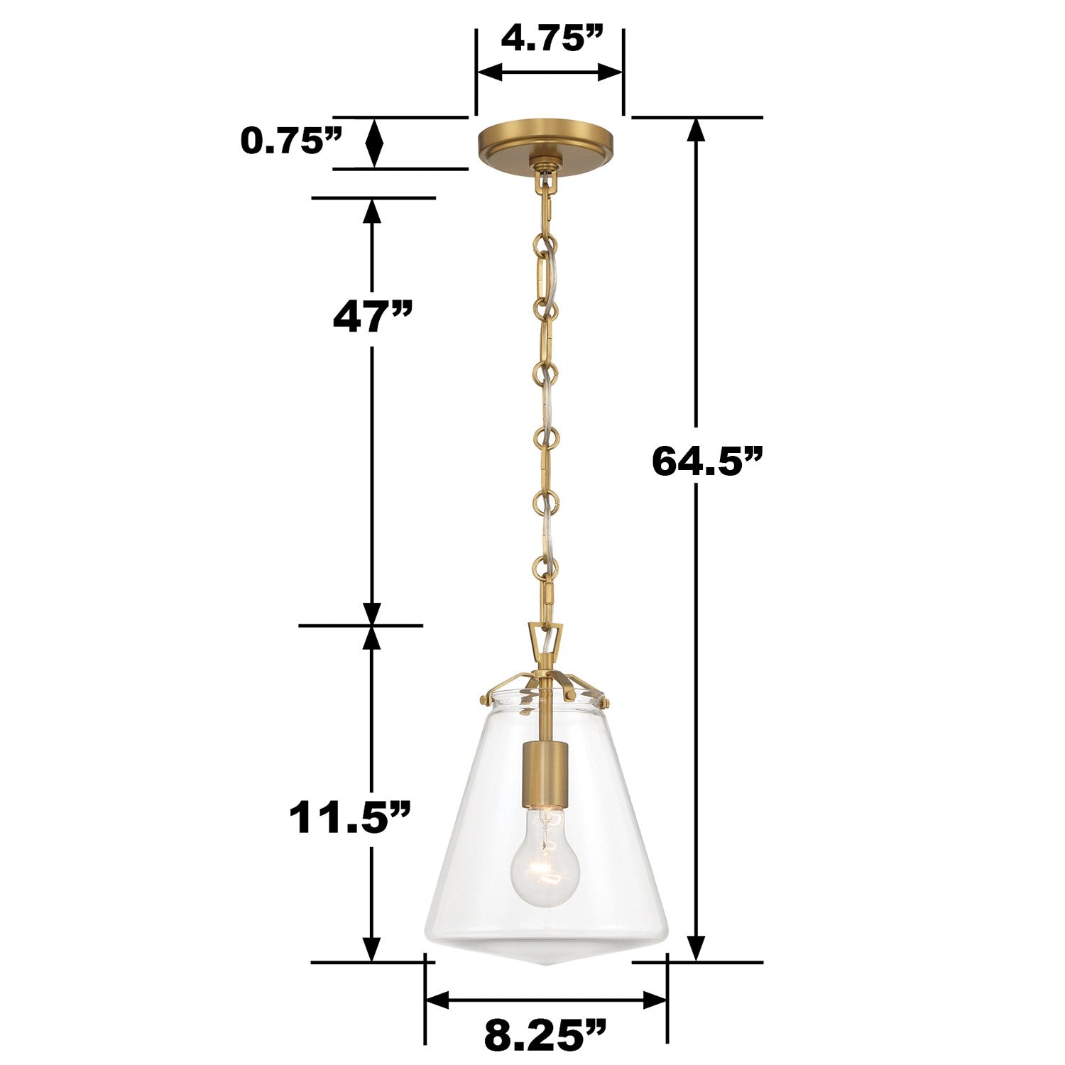 Crystorama Voss VSS-7003-LG – 8.25 Inch – 1 Light – Pendant Light – Luxe Gold – Damp Rated