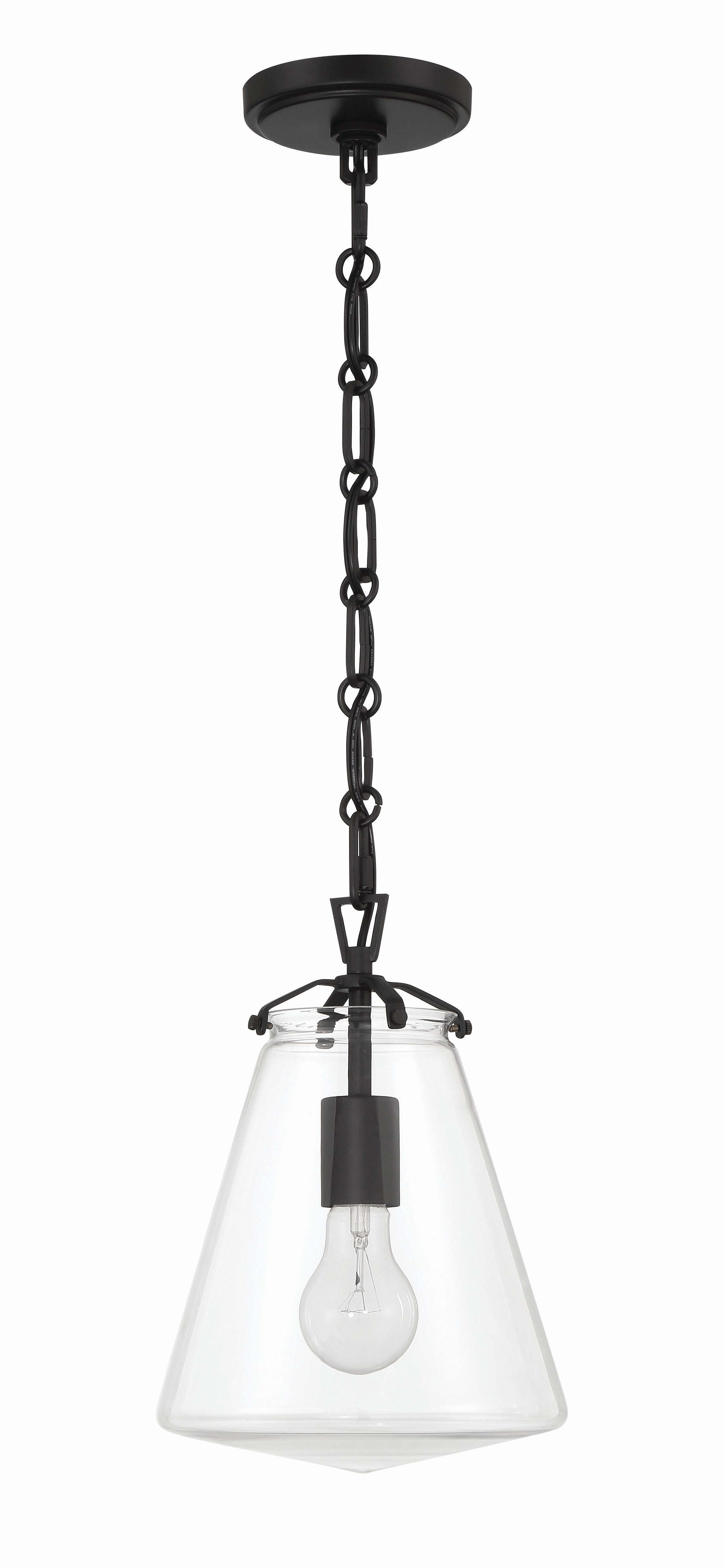 Crystorama Voss VSS-7003-MK – 8.25 Inch – 1 Light – Pendant Light – Matte Black – Damp Rated