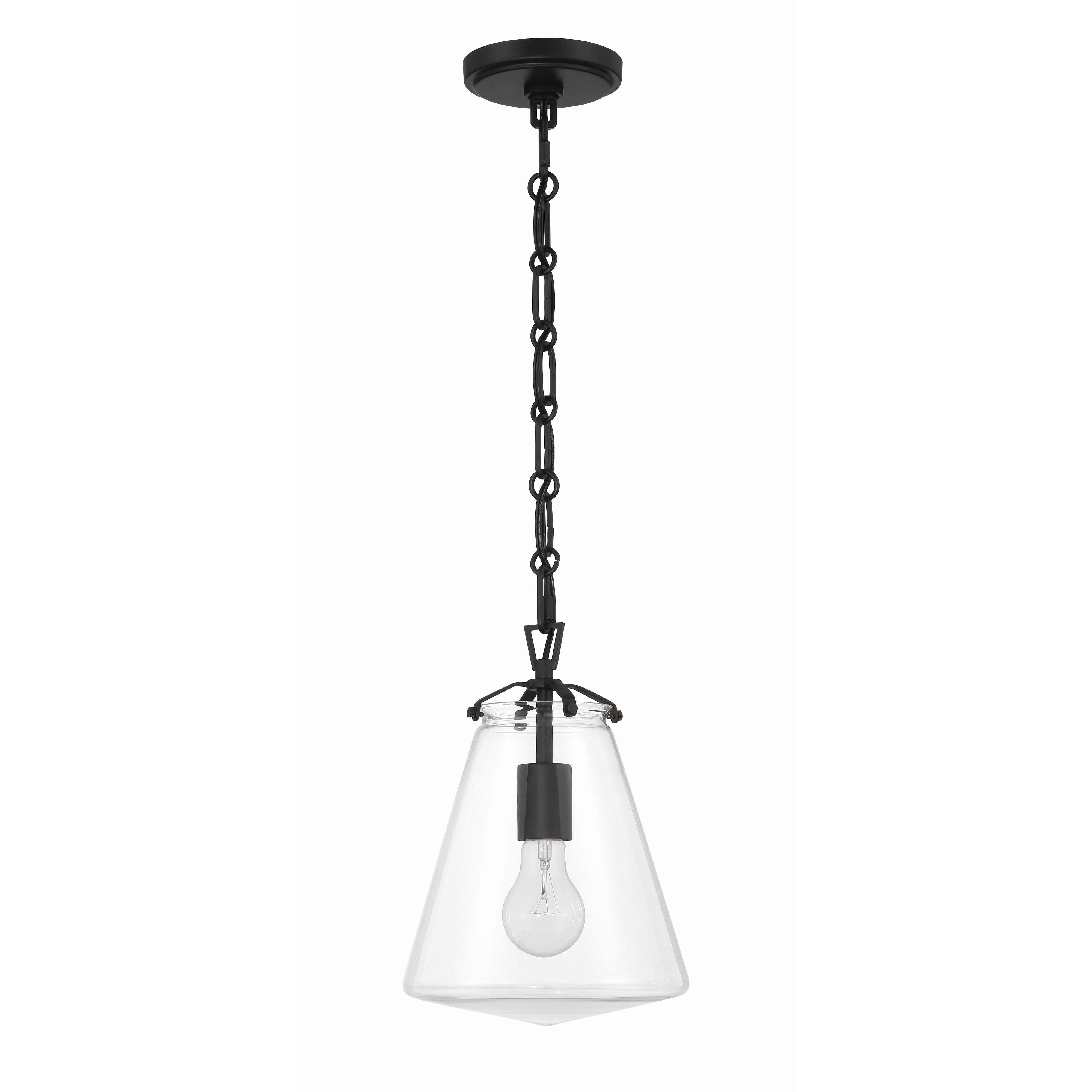 Crystorama Voss VSS-7003-MK – 8.25 Inch – 1 Light – Pendant Light – Matte Black – Damp Rated