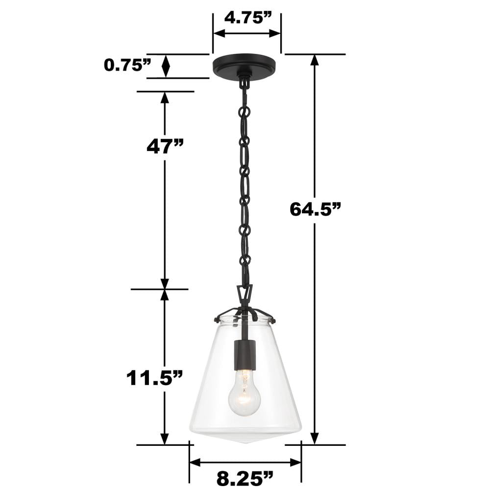 Crystorama VOSS VSS-7003-MK Mini Pendant Modern - Matte Black