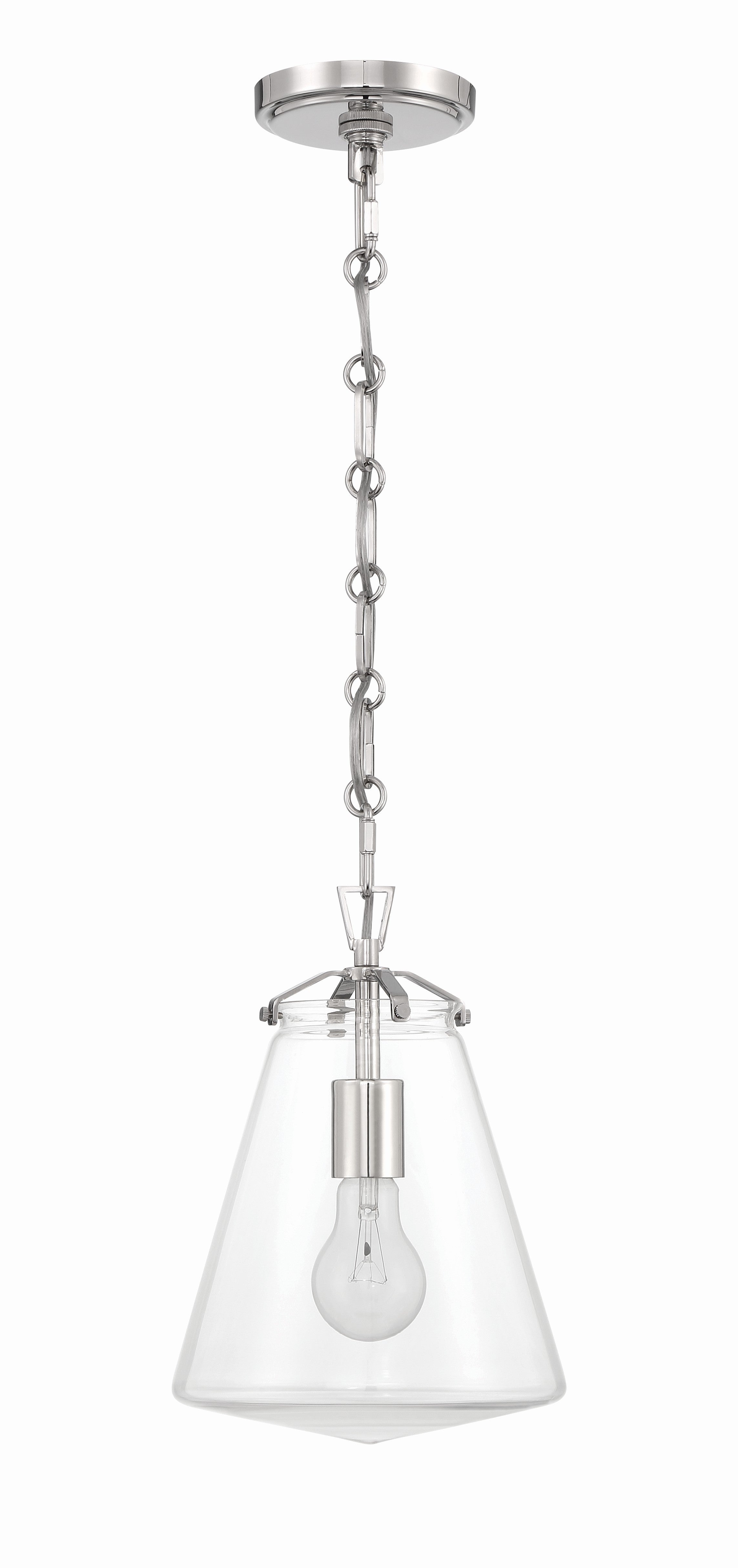 Crystorama Voss VSS-7003-PN – 8.25 Inch – 1 Light – Pendant Light – Polished Nickel – Damp Rated