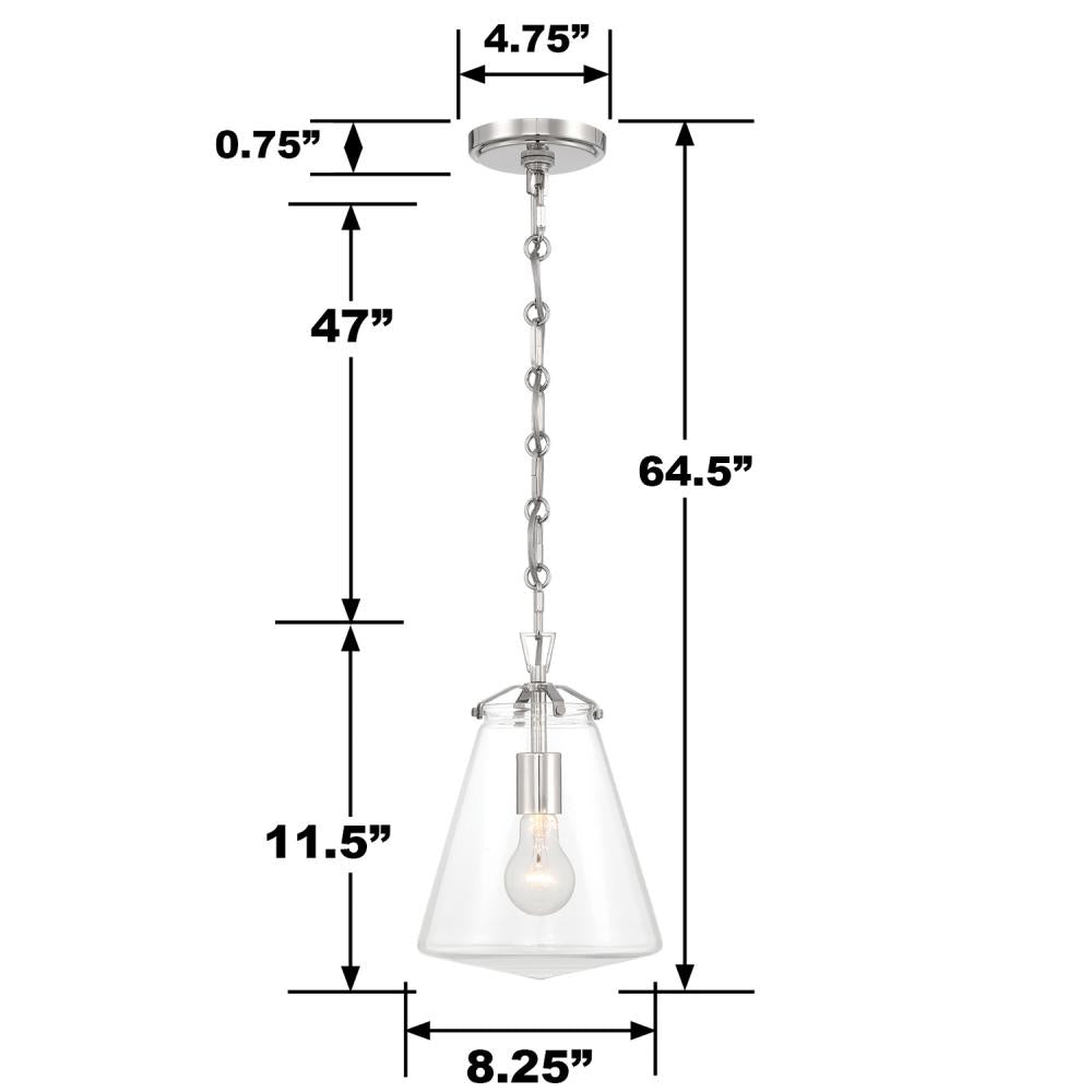 Crystorama VOSS VSS-7003-PN Mini Pendant Modern - Polished Nickel