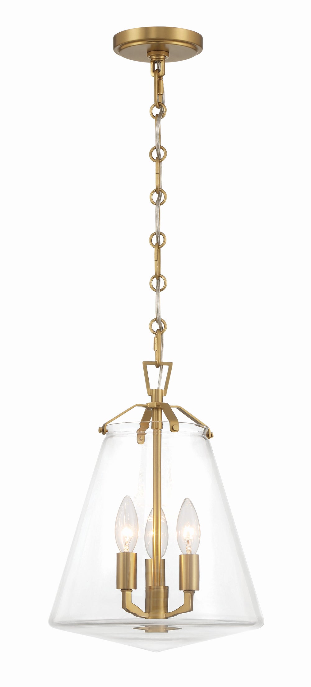 Crystorama VSS-7004-LG Voss 3 Light Luxe Gold Pendant, UL Damp Rated, Luxe Gold