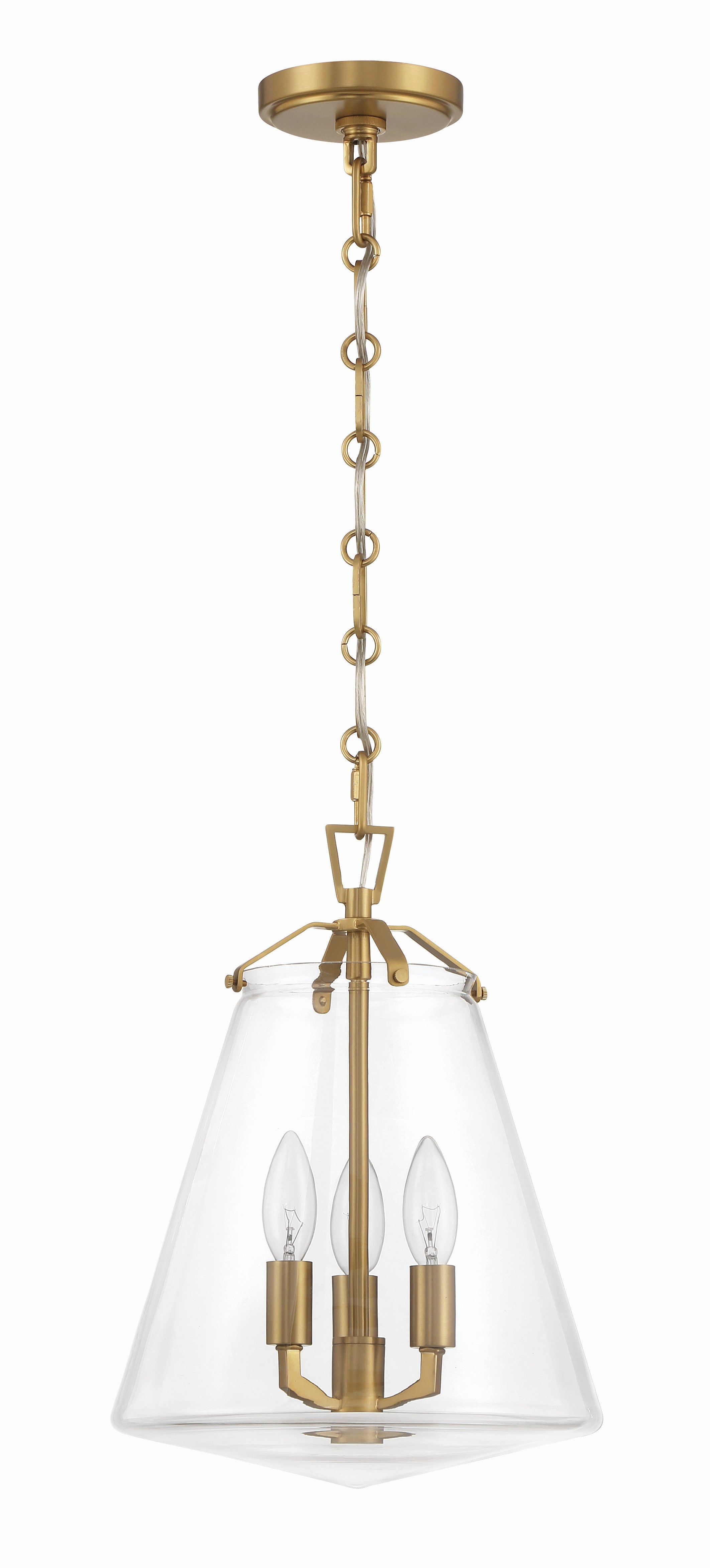 Crystorama Voss VSS-7004-LG – 11 Inch – 3 Light – Pendant Light – Luxe Gold – Damp Rated