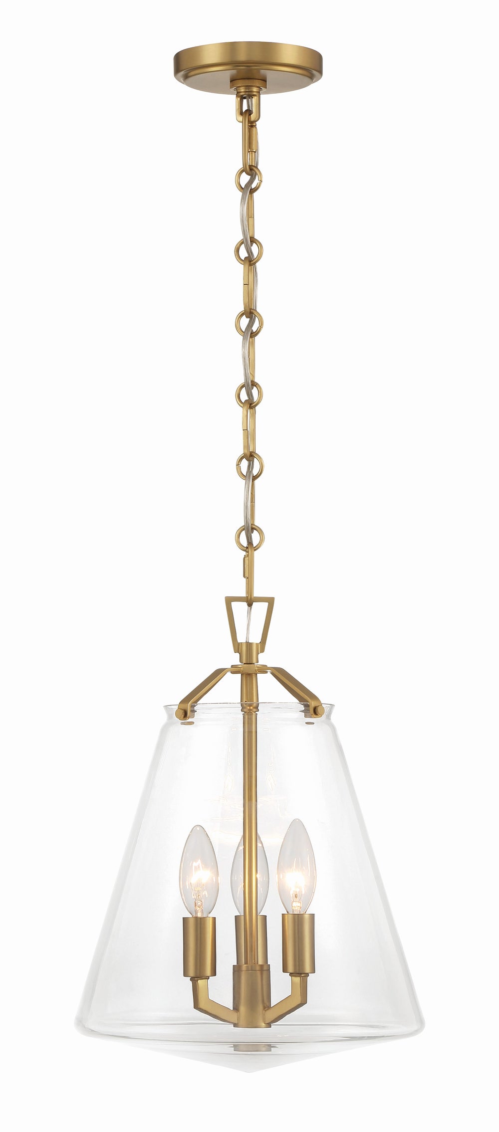Crystorama VSS-7004-LG Voss 3 Light Luxe Gold Pendant, UL Damp Rated, Luxe Gold