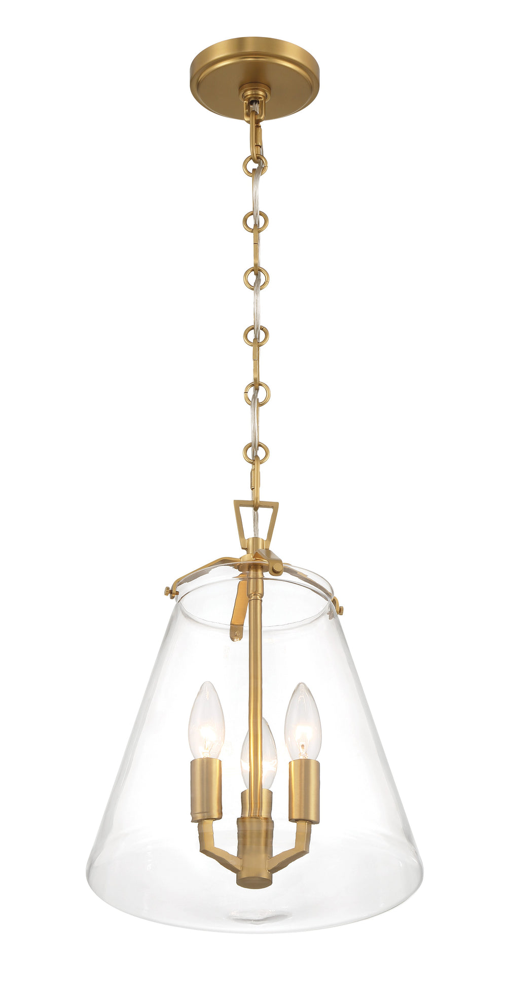 Crystorama VSS-7004-LG Voss 3 Light Luxe Gold Pendant, UL Damp Rated, Luxe Gold