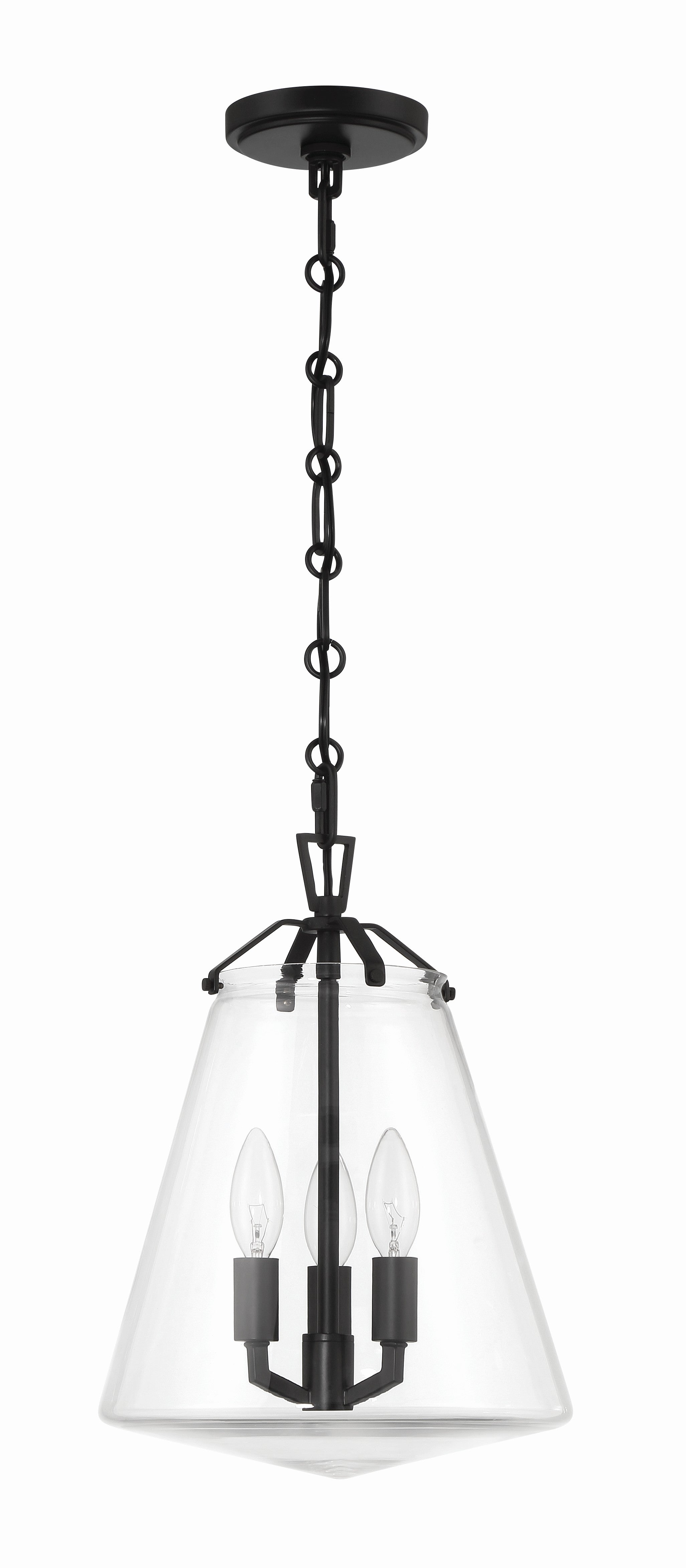 Crystorama Voss VSS-7004-MK – 11 Inch – 3 Light – Pendant Light – Matte Black – Damp Rated