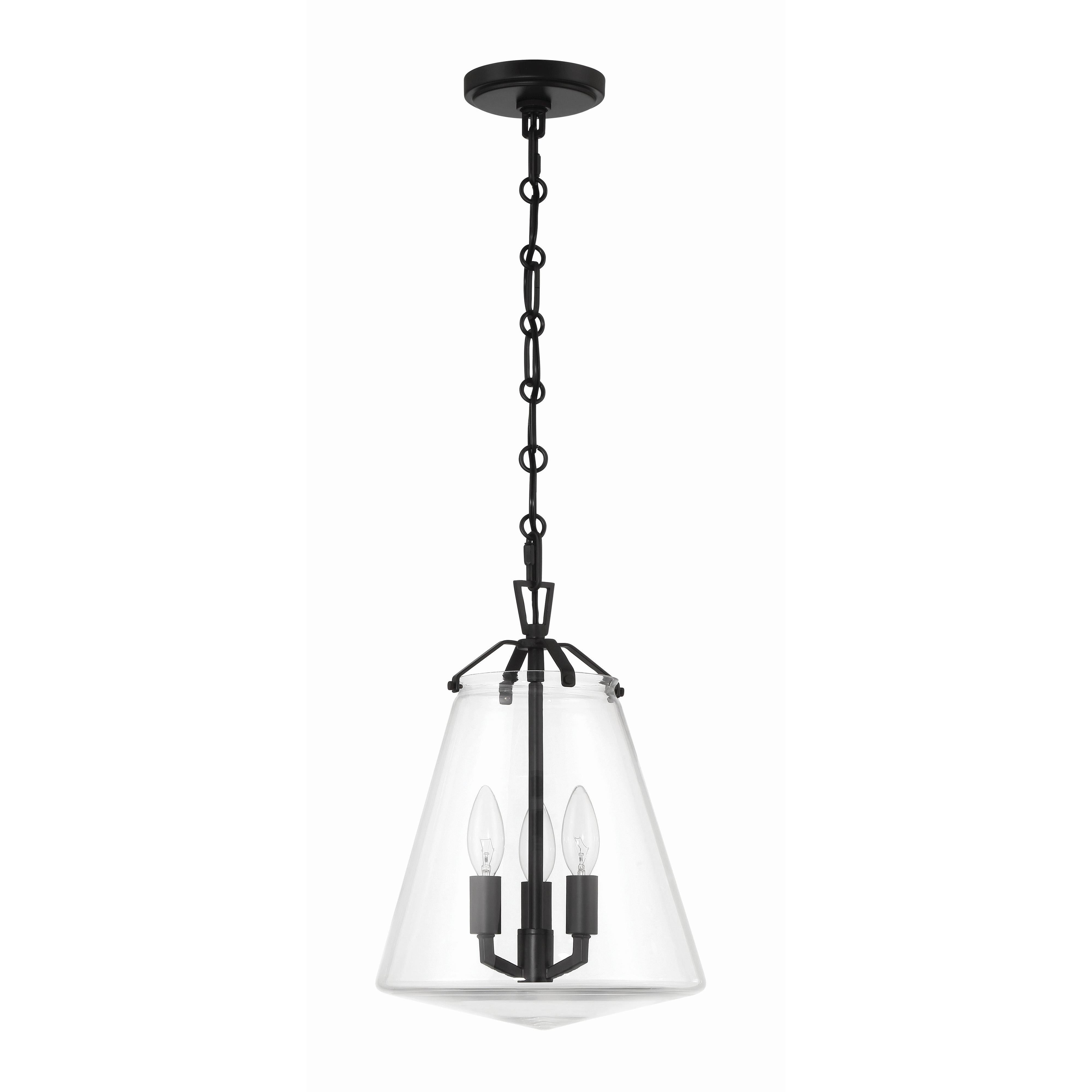 Crystorama Voss VSS-7004-MK – 11 Inch – 3 Light – Pendant Light – Matte Black – Damp Rated