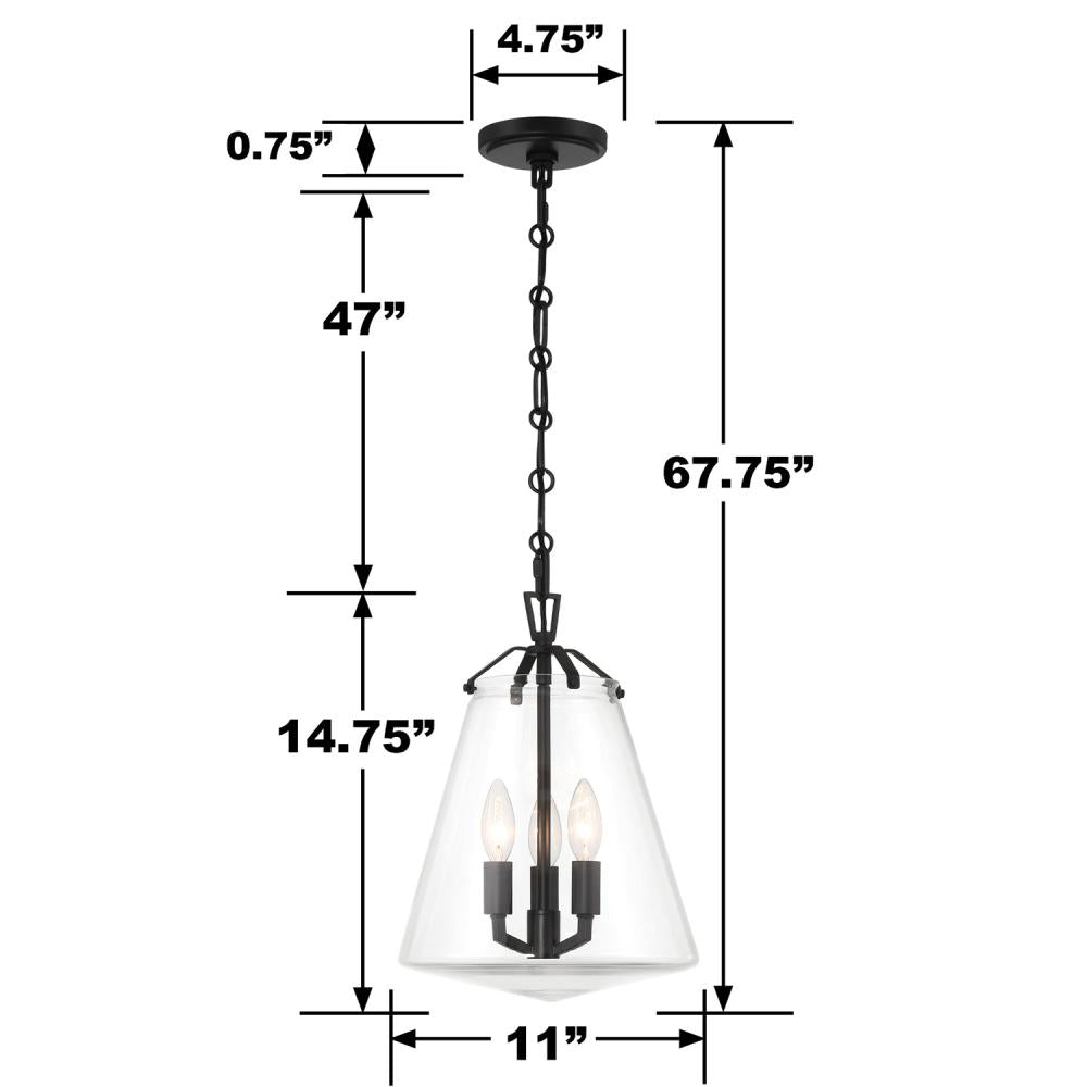 Crystorama VOSS VSS-7004-MK Mini Chandelier Modern - Matte Black