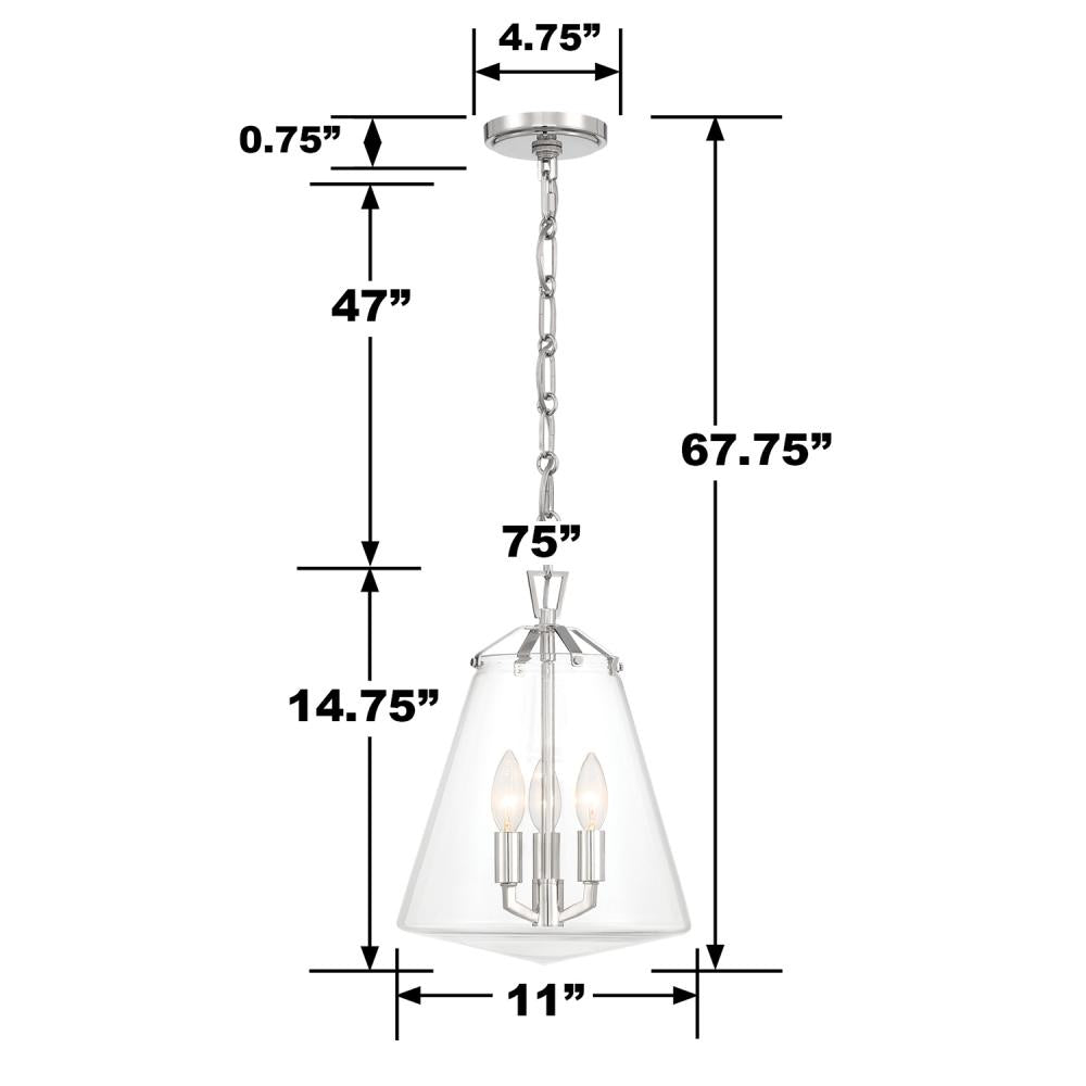 Crystorama VOSS VSS-7004-PN Mini Chandelier Modern - Polished Nickel