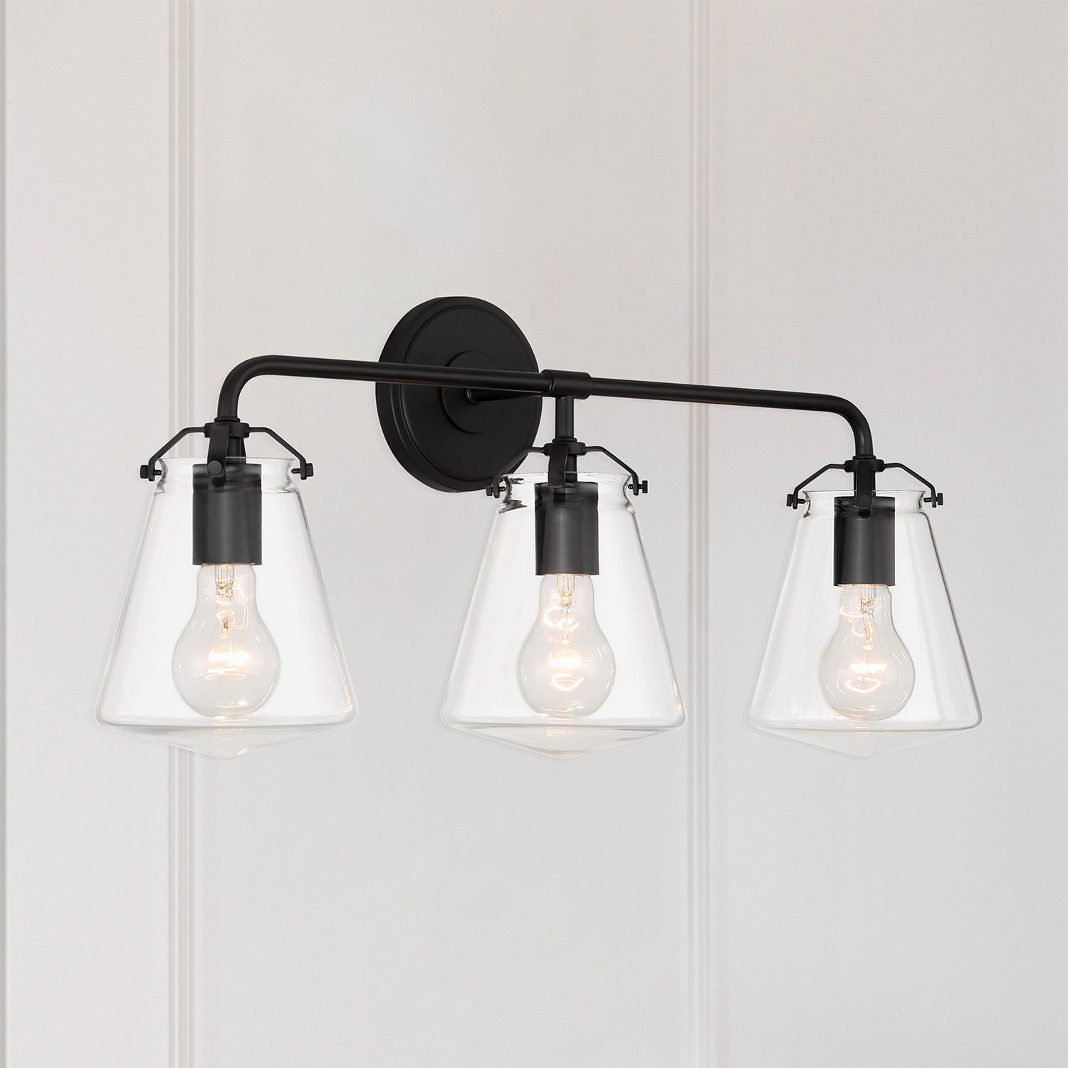 Crystorama Voss VSS-7013-MK – 25 Inch – 3 Light – Bath Vanity Light – Matte Black – Damp Rated