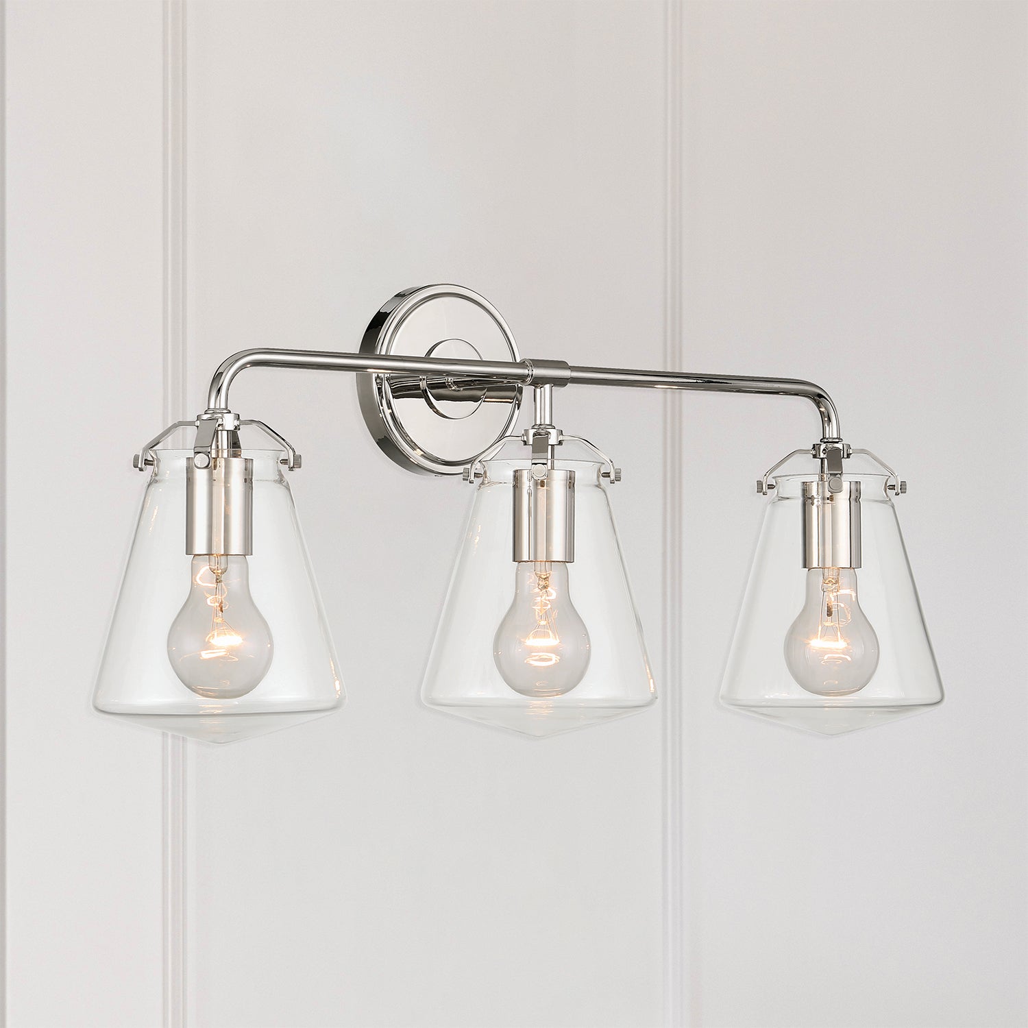 Crystorama Voss VSS-7013-PN – 25 Inch – 3 Light – Bath Vanity Light – Polished Nickel – Damp Rated