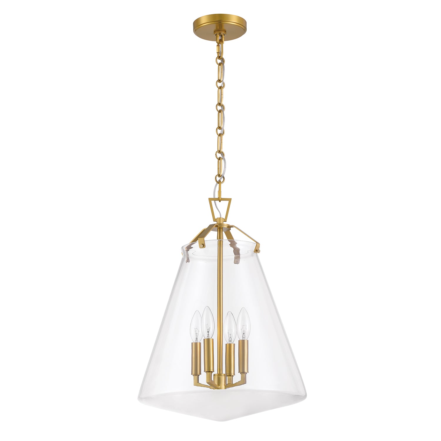 Crystorama Voss VSS-7015-LG – 15.25 Inch – 4 Light – Pendant Light – Luxe Gold – Damp Rated