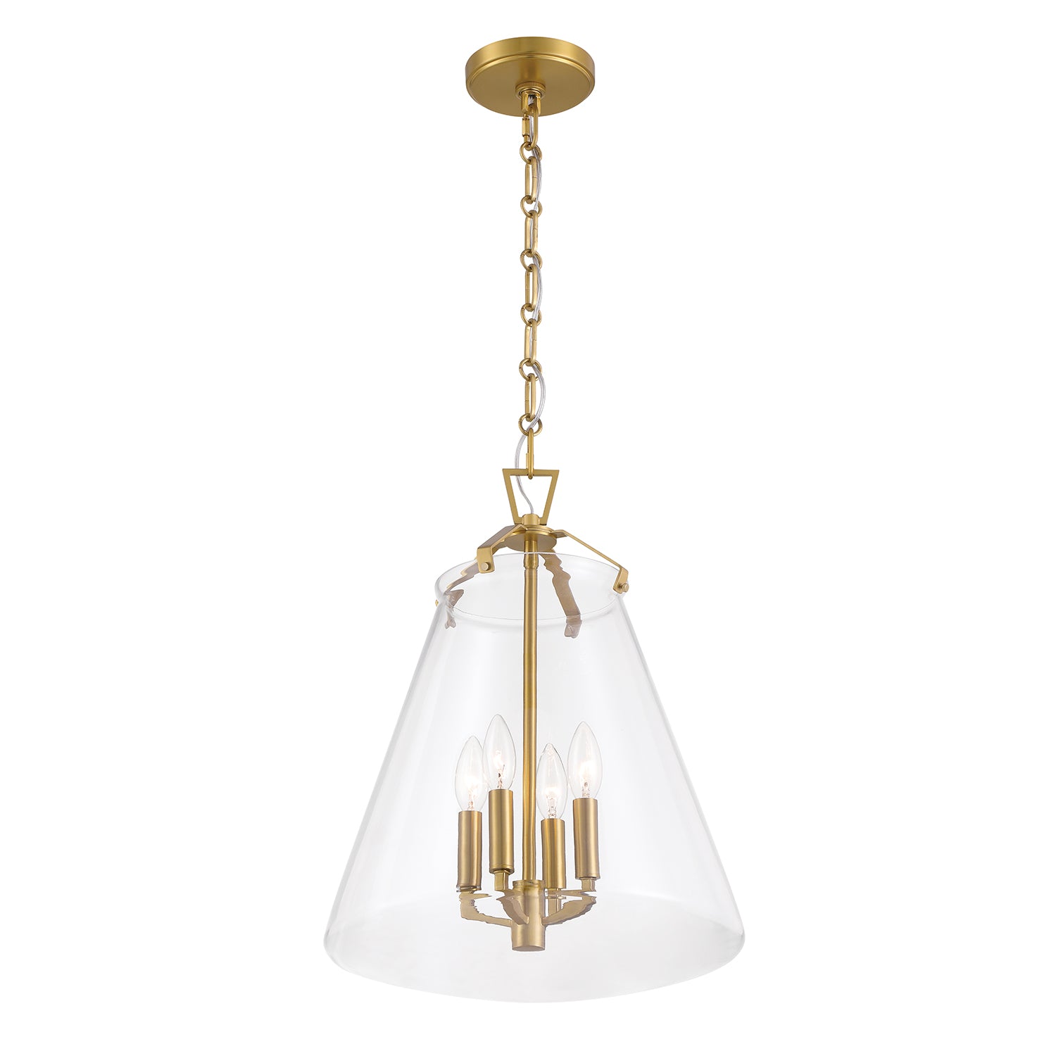 Crystorama Voss VSS-7015-LG – 15.25 Inch – 4 Light – Pendant Light – Luxe Gold – Damp Rated