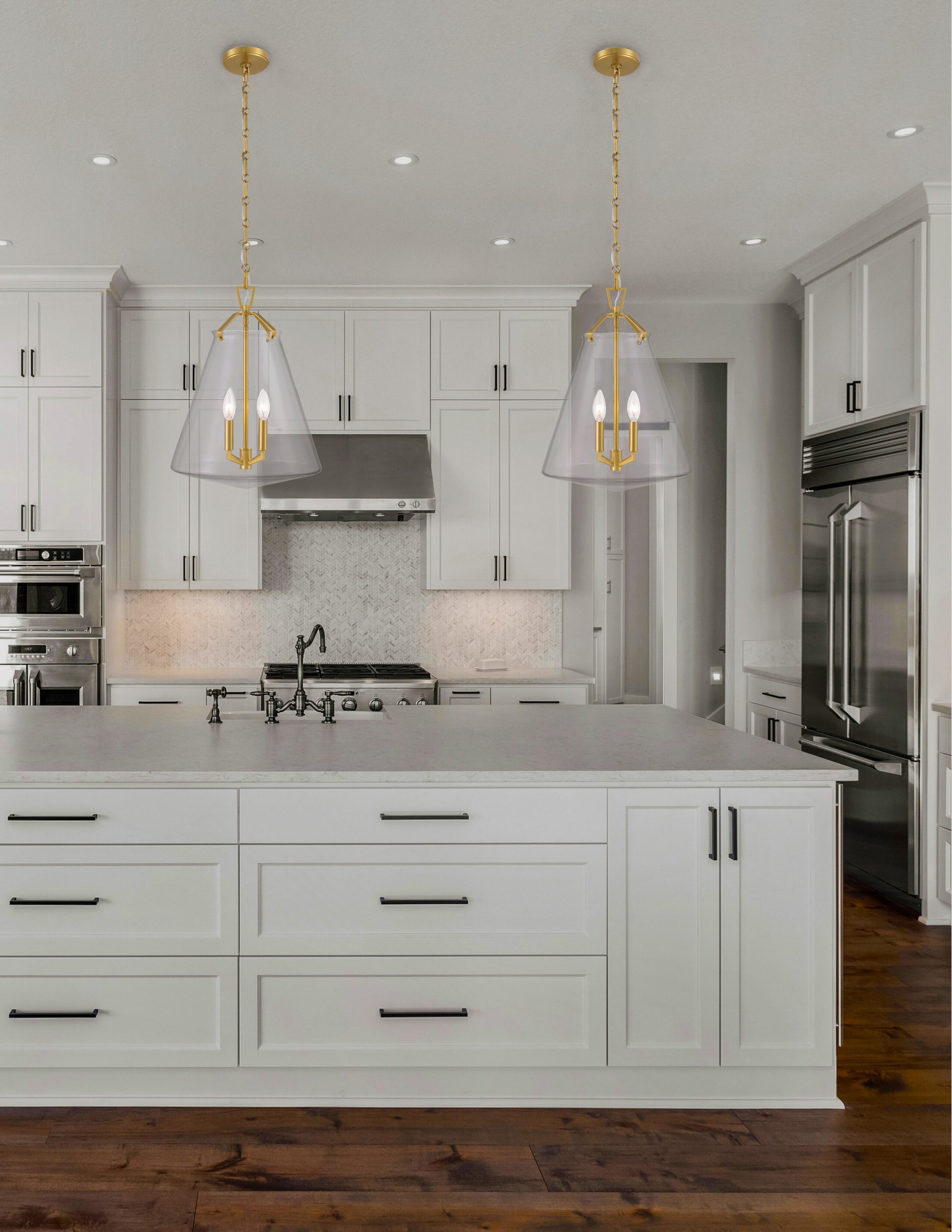 Crystorama Voss VSS-7015-LG – 15.25 Inch – 4 Light – Pendant Light – Luxe Gold – Damp Rated