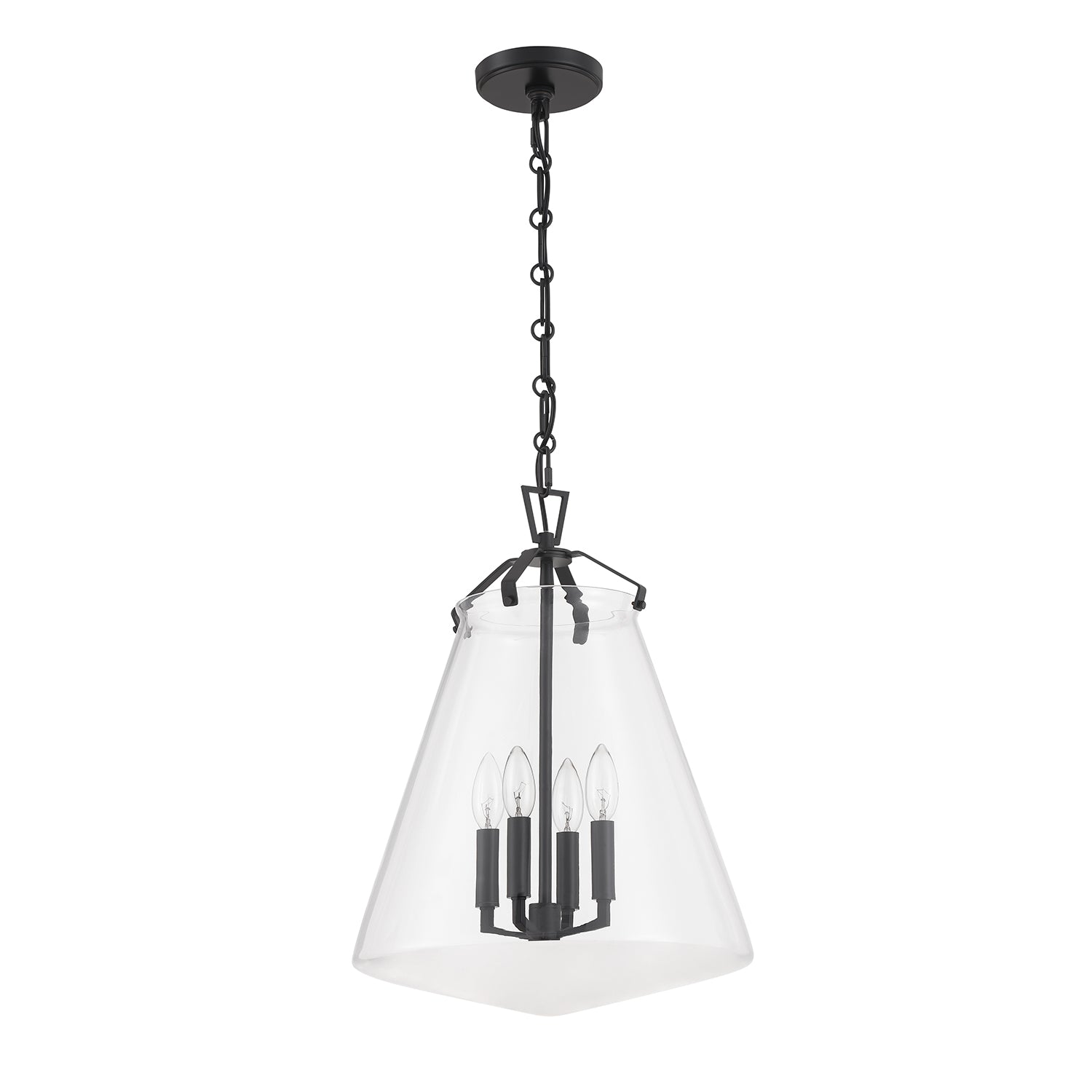 Crystorama Voss VSS-7015-MK – 15.25 Inch – 4 Light – Pendant Light – Matte Black – Damp Rated