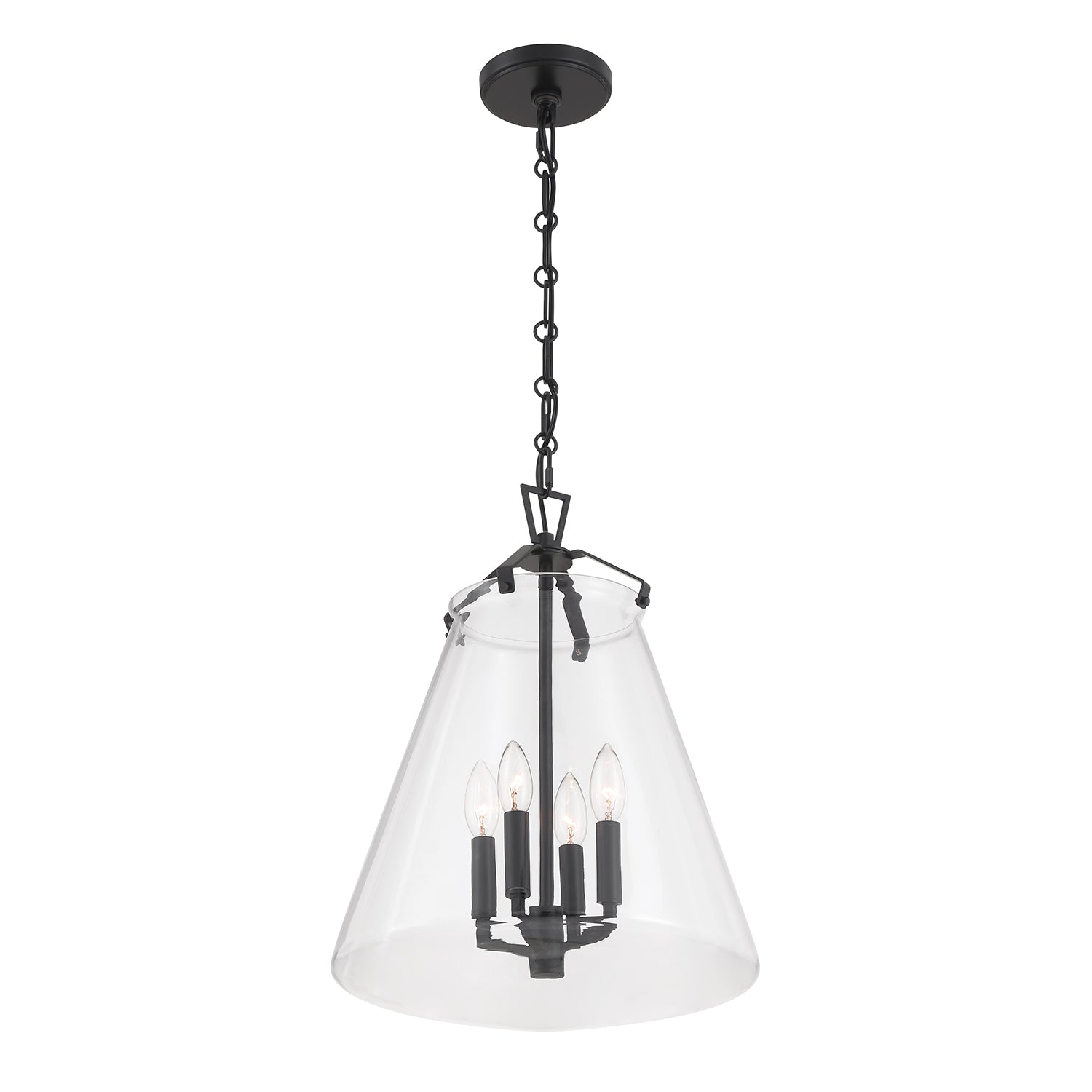 Crystorama Voss VSS-7015-MK – 15.25 Inch – 4 Light – Pendant Light – Matte Black – Damp Rated