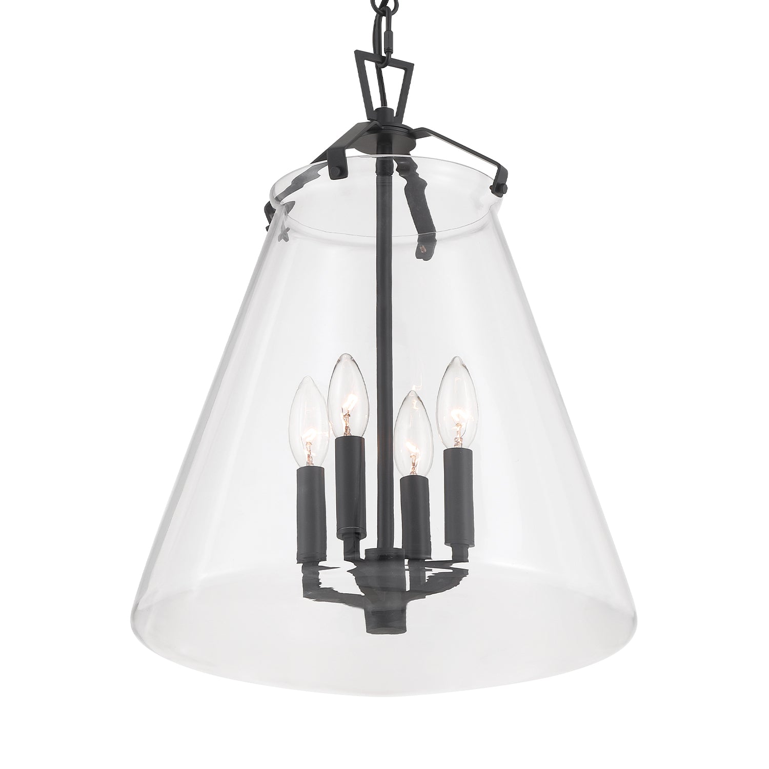 Crystorama Voss VSS-7015-MK – 15.25 Inch – 4 Light – Pendant Light – Matte Black – Damp Rated