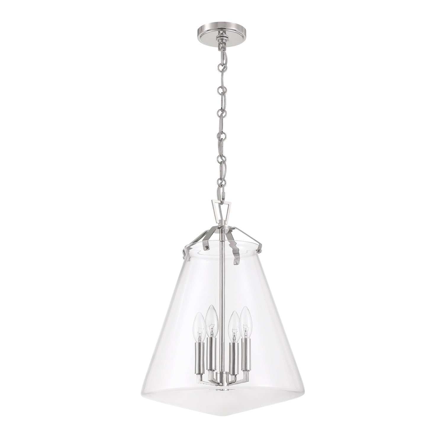 Crystorama Voss VSS-7015-PN – 15.25 Inch – 4 Light – Pendant Light – Polished Nickel – Damp Rated