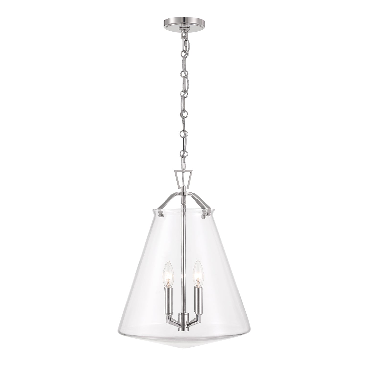 Crystorama Voss VSS-7015-PN – 15.25 Inch – 4 Light – Pendant Light – Polished Nickel – Damp Rated