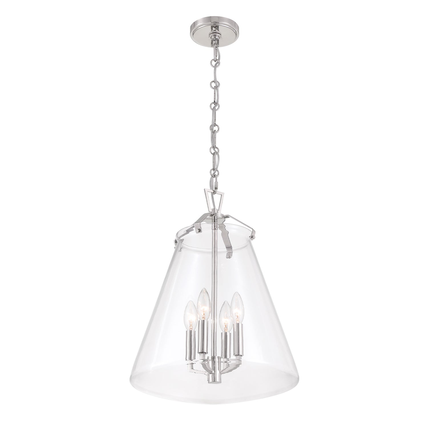 Crystorama Voss VSS-7015-PN – 15.25 Inch – 4 Light – Pendant Light – Polished Nickel – Damp Rated