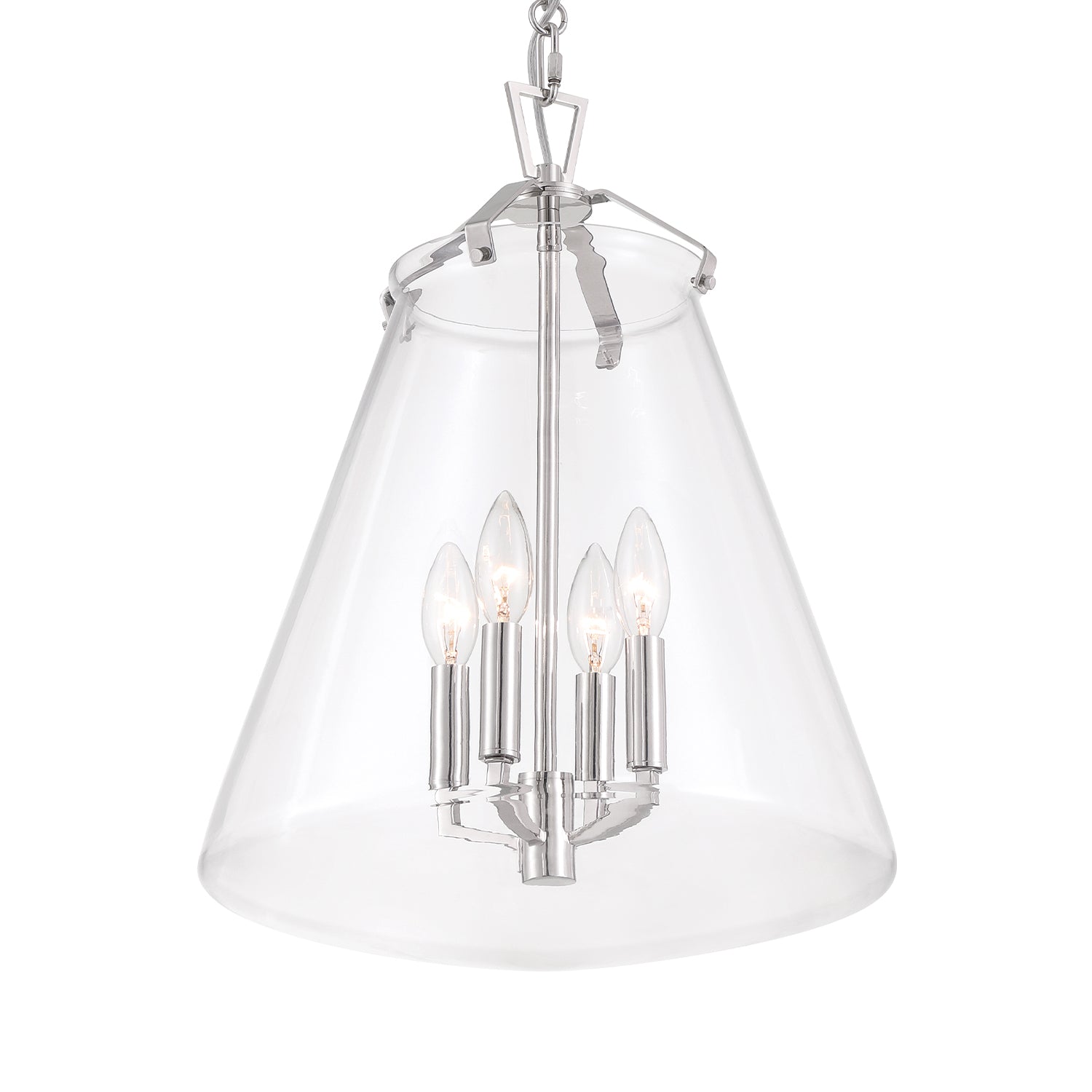 Crystorama Voss VSS-7015-PN – 15.25 Inch – 4 Light – Pendant Light – Polished Nickel – Damp Rated