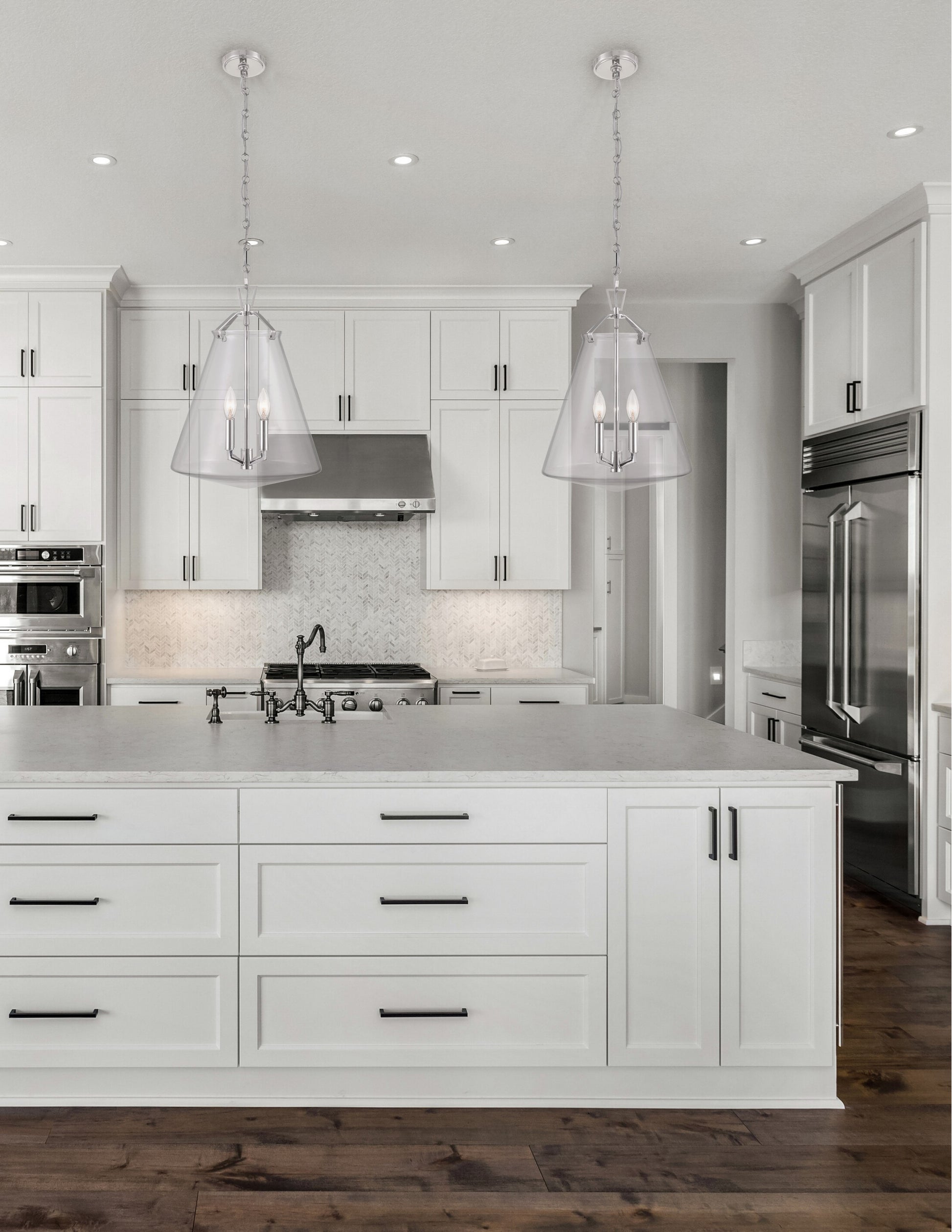 Crystorama Voss VSS-7015-PN – 15.25 Inch – 4 Light – Pendant Light – Polished Nickel – Damp Rated