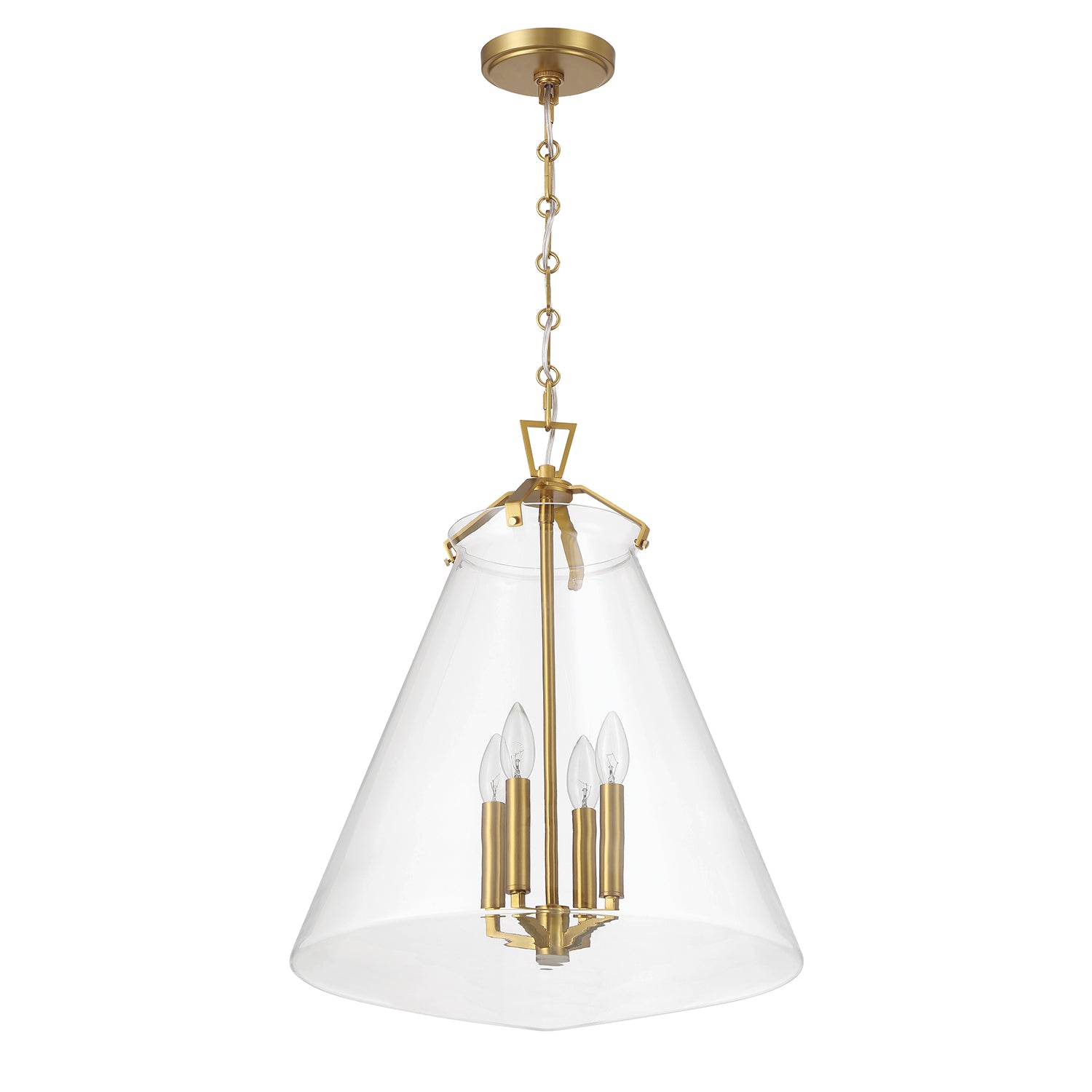 Crystorama Voss VSS-7018-LG – 18 Inch – 4 Light – Pendant Light – Luxe Gold – Damp Rated