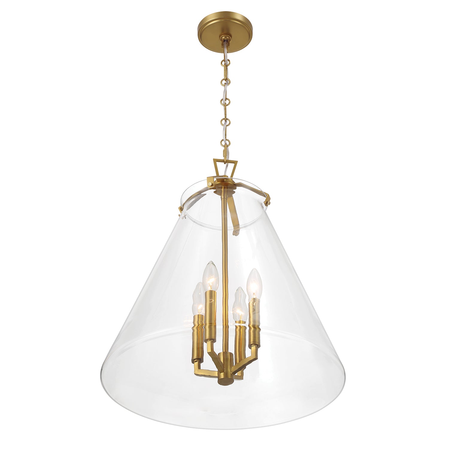 Crystorama Voss VSS-7018-LG – 18 Inch – 4 Light – Pendant Light – Luxe Gold – Damp Rated