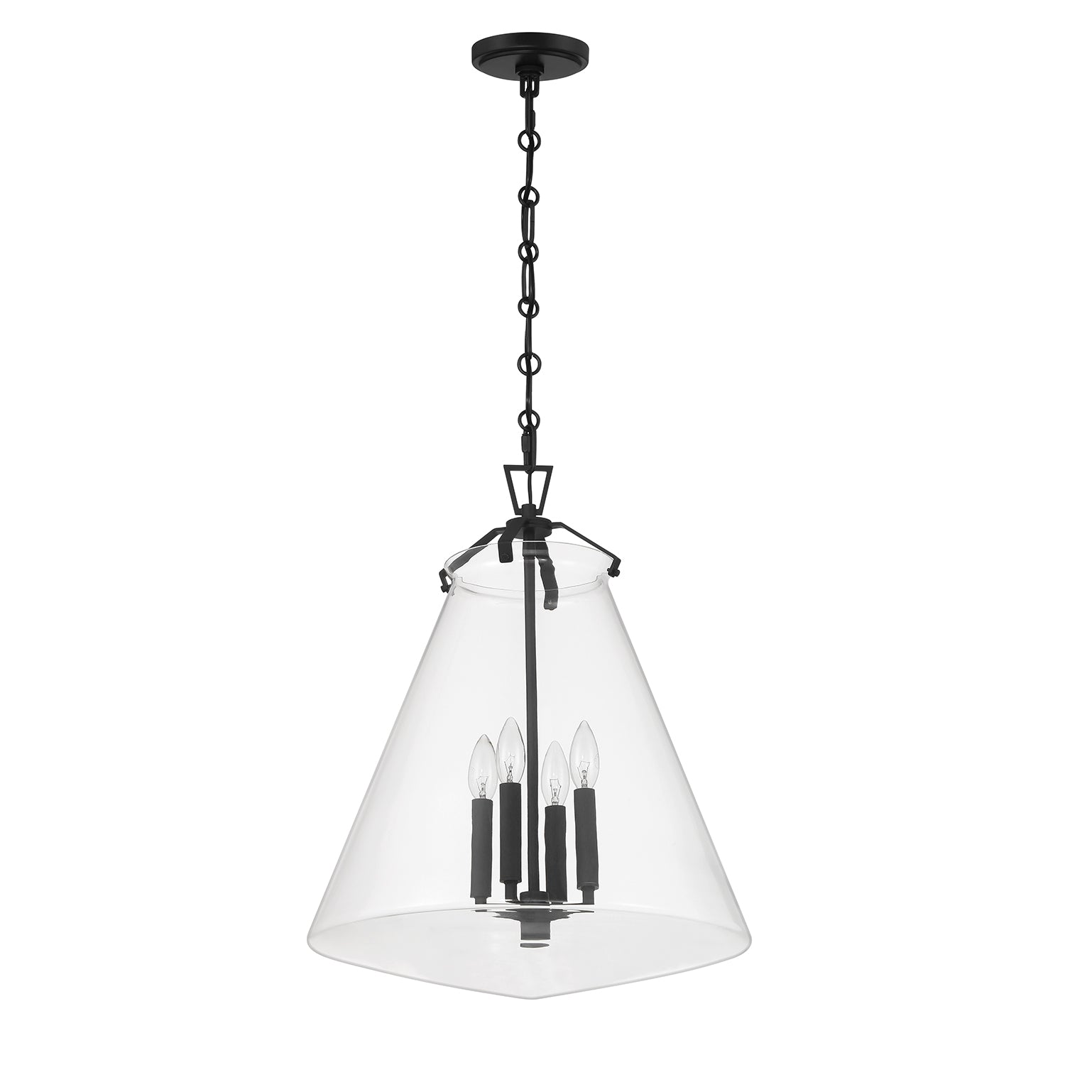 Crystorama Voss VSS-7018-MK – 18 Inch – 4 Light – Pendant Light – Matte Black – Damp Rated