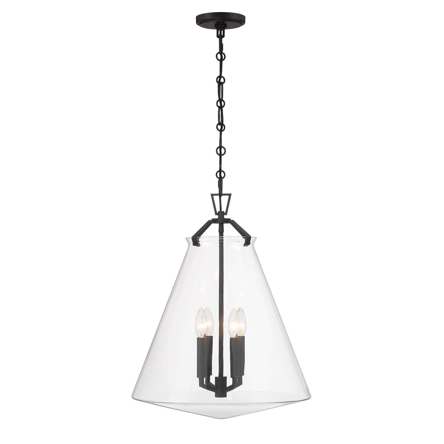 Crystorama Voss VSS-7018-MK – 18 Inch – 4 Light – Pendant Light – Matte Black – Damp Rated