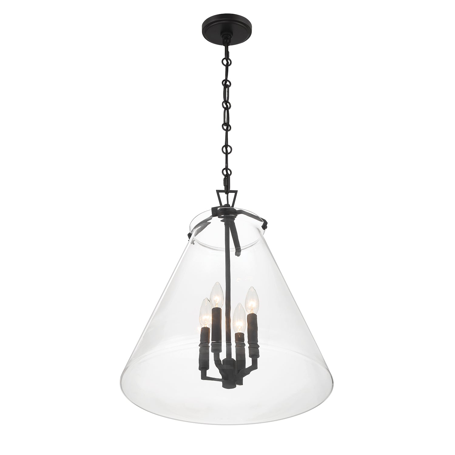 Crystorama Voss VSS-7018-MK – 18 Inch – 4 Light – Pendant Light – Matte Black – Damp Rated