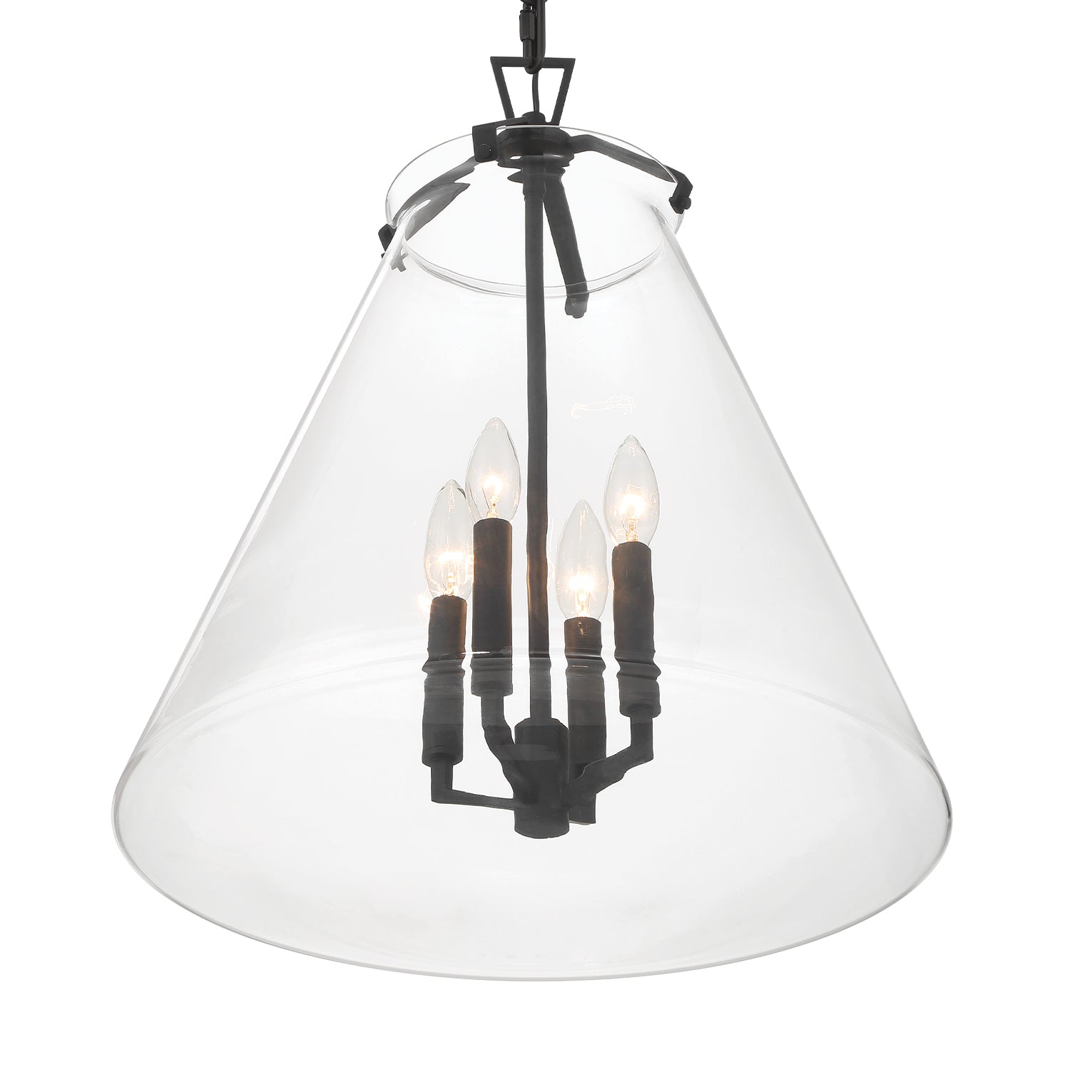 Crystorama Voss VSS-7018-MK – 18 Inch – 4 Light – Pendant Light – Matte Black – Damp Rated