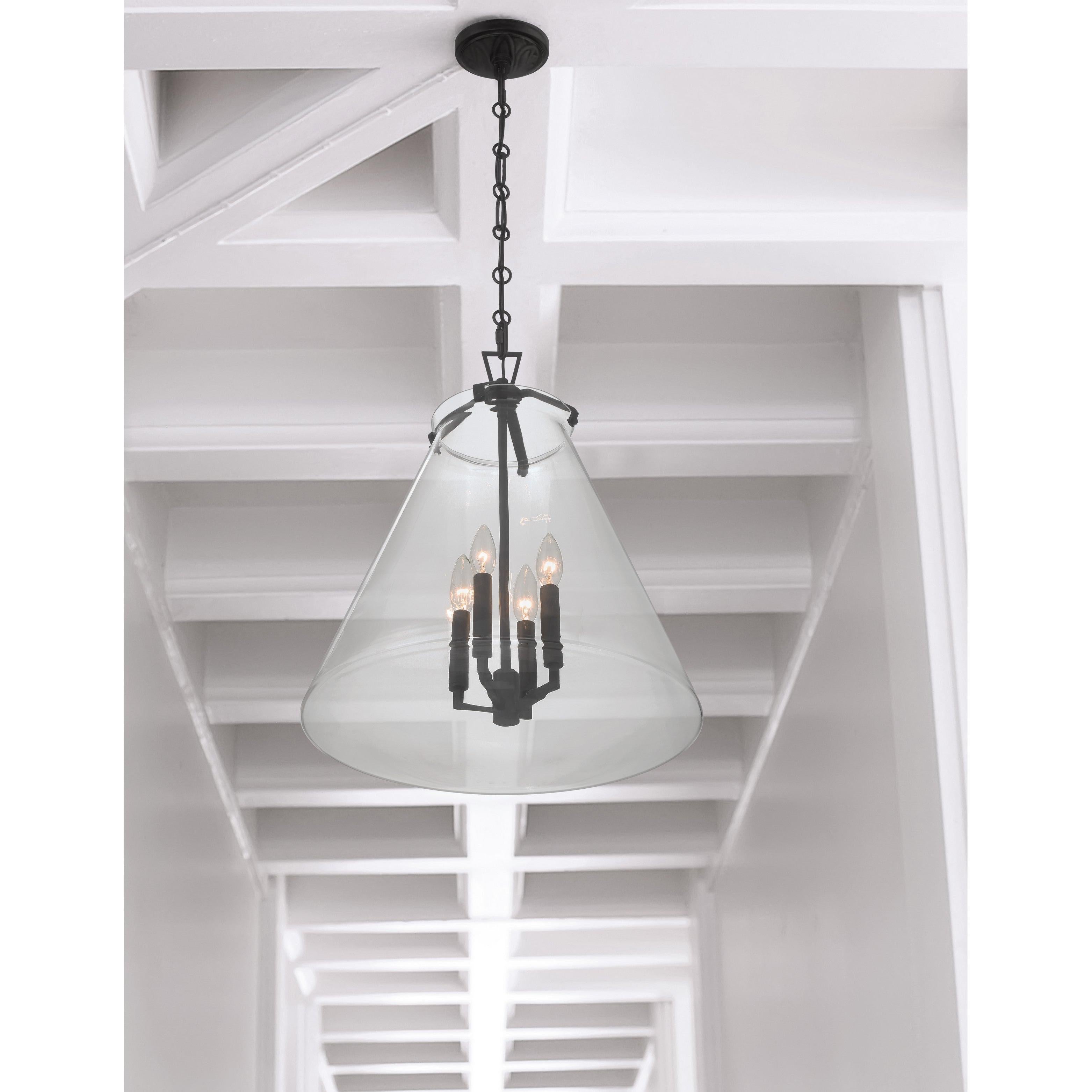Crystorama Voss VSS-7018-MK – 18 Inch – 4 Light – Pendant Light – Matte Black – Damp Rated