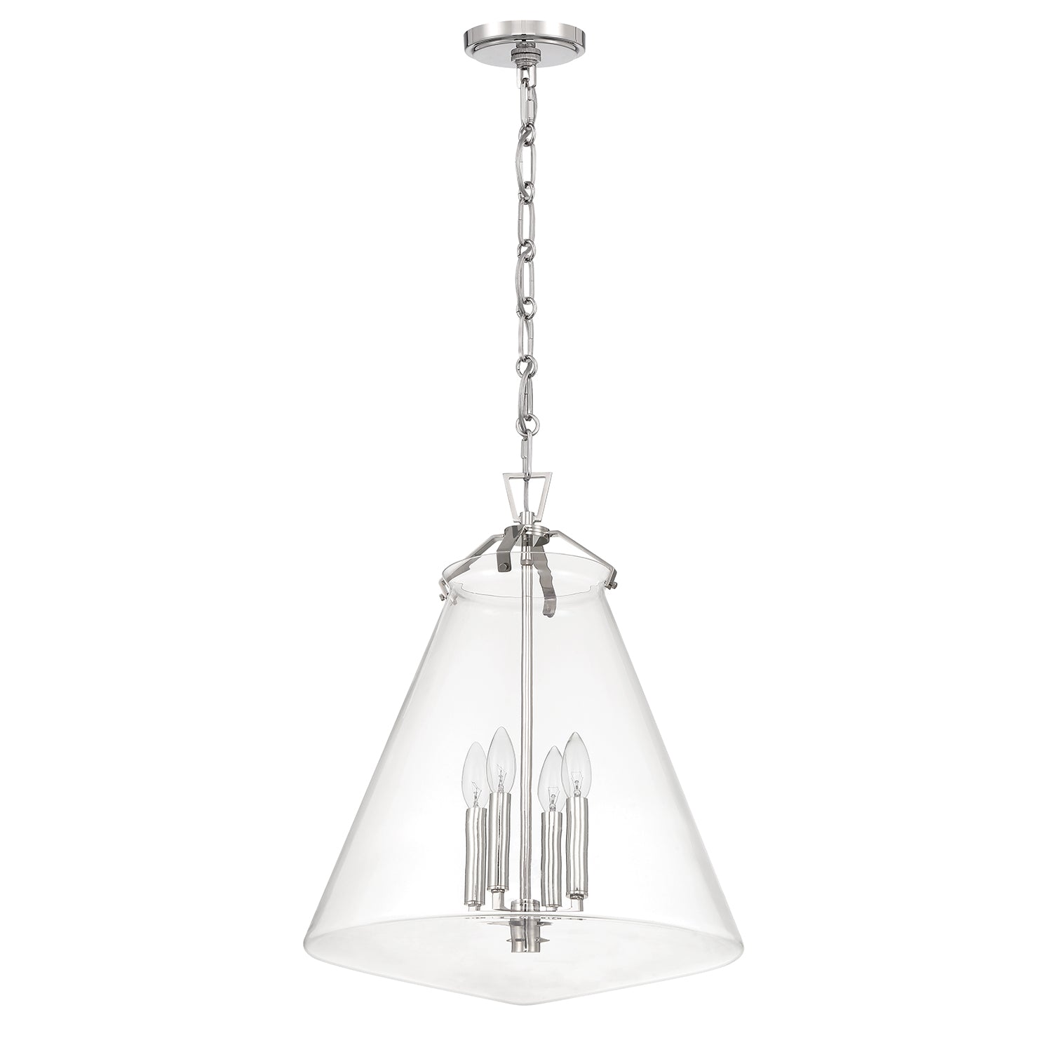 Crystorama Voss VSS-7018-PN – 18 Inch – 4 Light – Pendant Light – Polished Nickel – Damp Rated