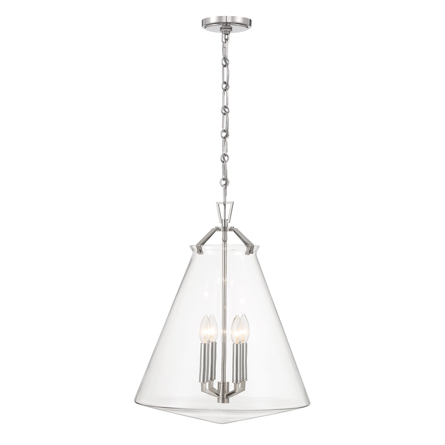 Crystorama Voss VSS-7018-PN – 18 Inch – 4 Light – Pendant Light – Polished Nickel – Damp Rated