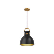 Waldo 11-in Aged Gold/Matte Black 1 Light Pendant