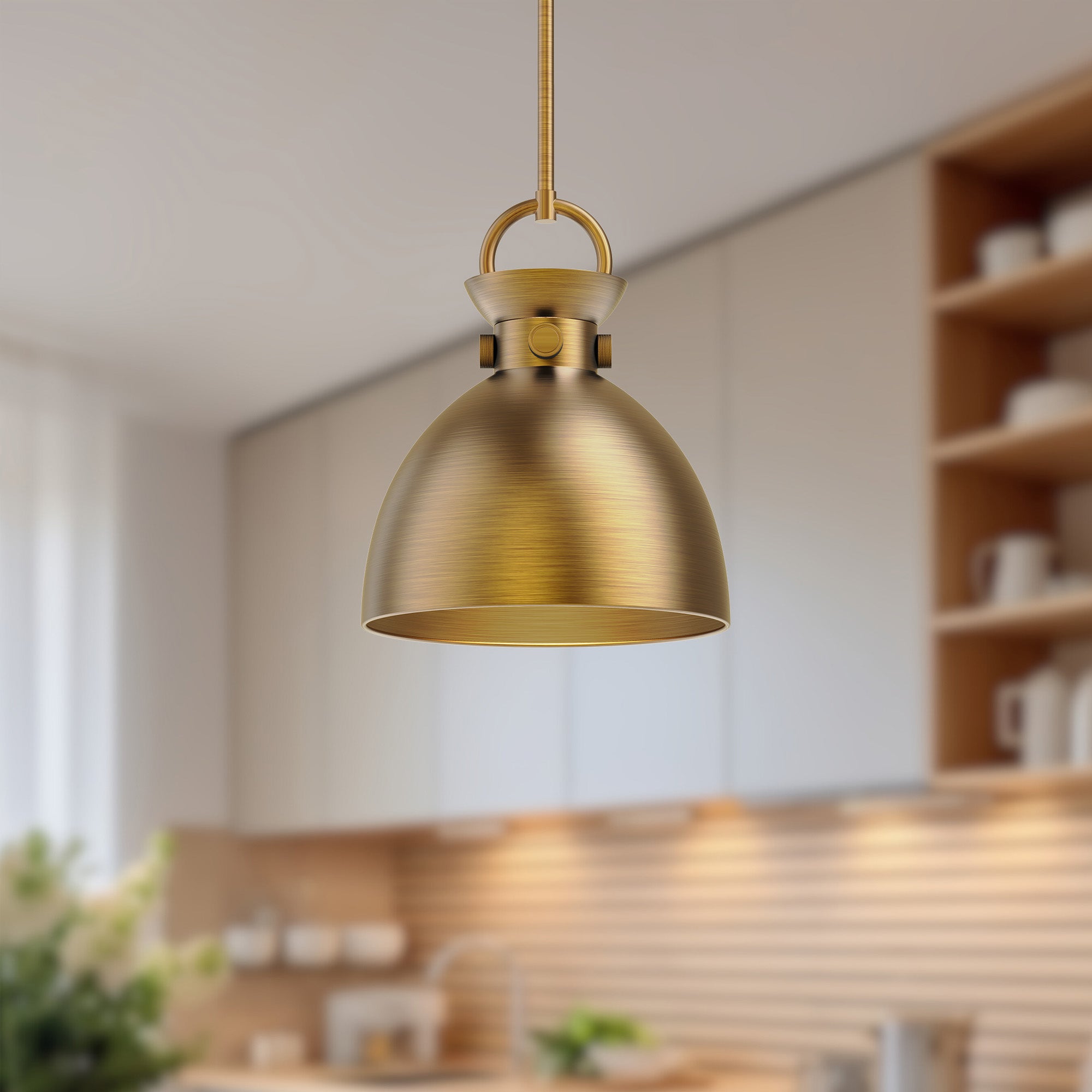 Waldo 11-in Aged Gold 1 Light Pendant