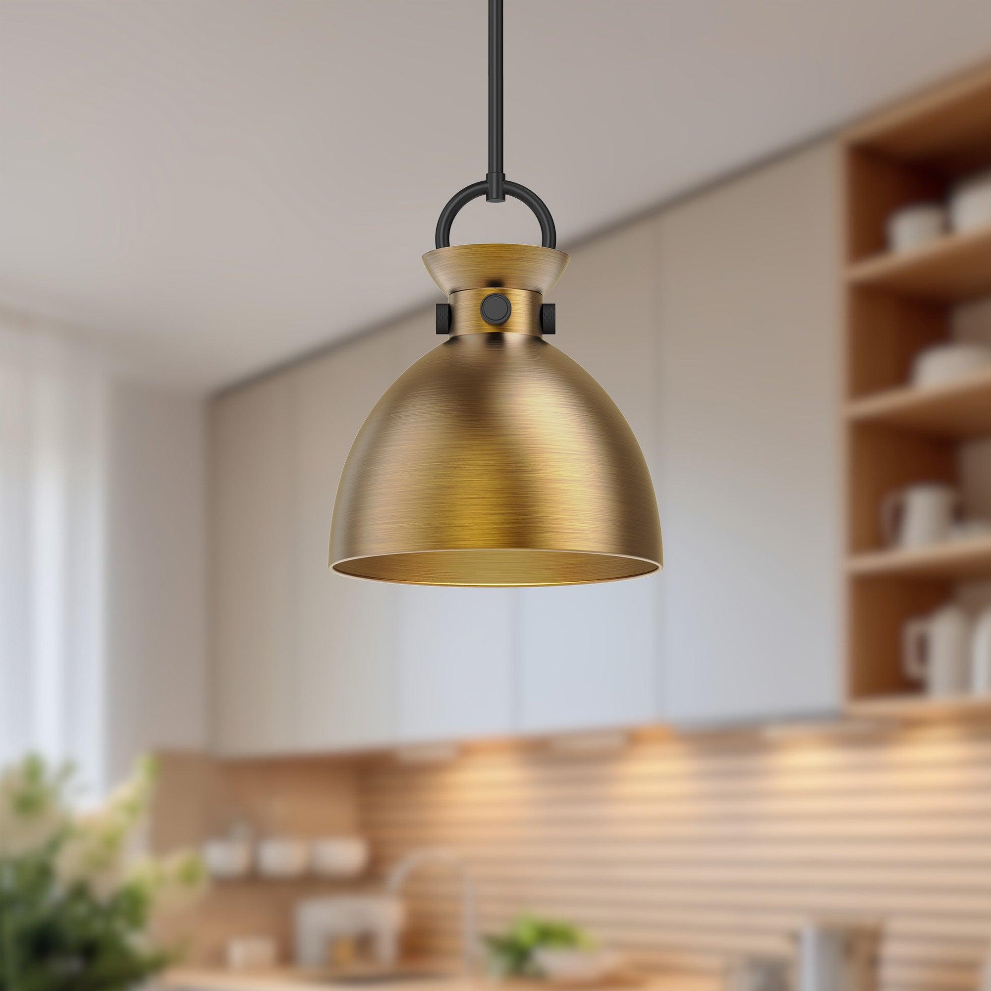Waldo 11-in Matte Black/Aged Gold 1 Light Pendant