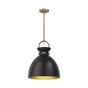 Waldo 14-in Aged Gold/Matte Black 1 Light Pendant