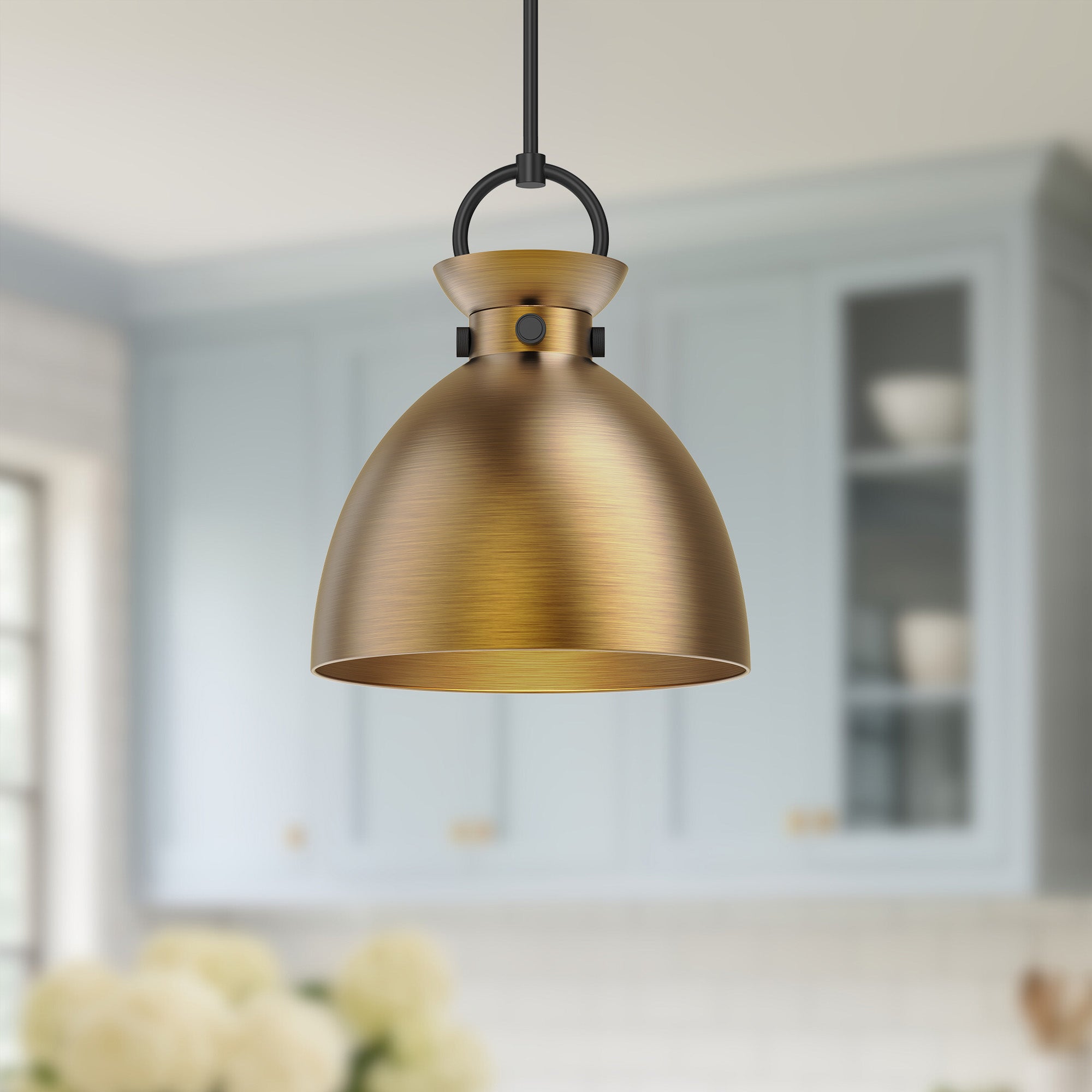 Waldo 14-in Matte Black/Aged Gold 1 Light Pendant
